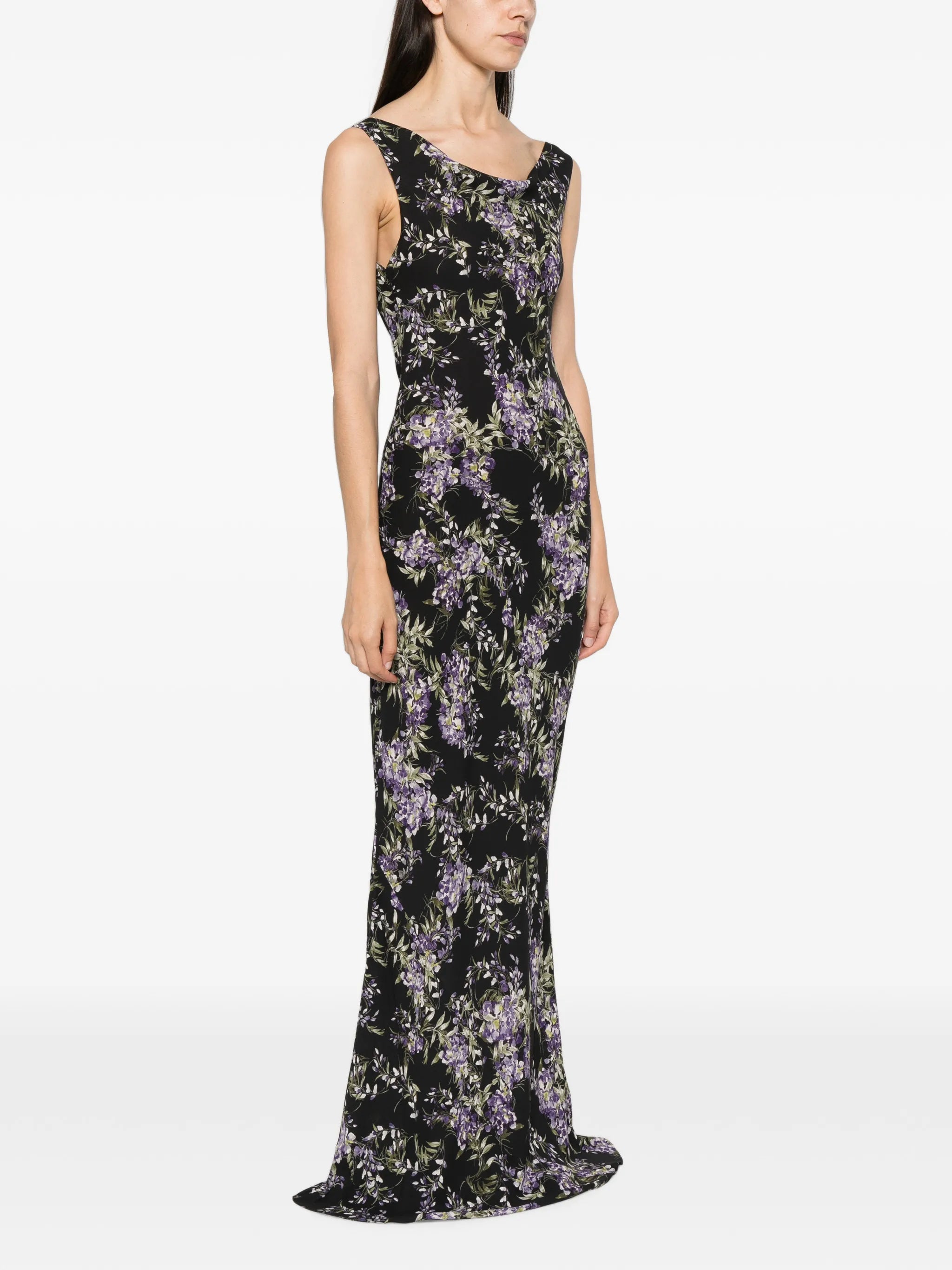 floral-print cowl-neck dress