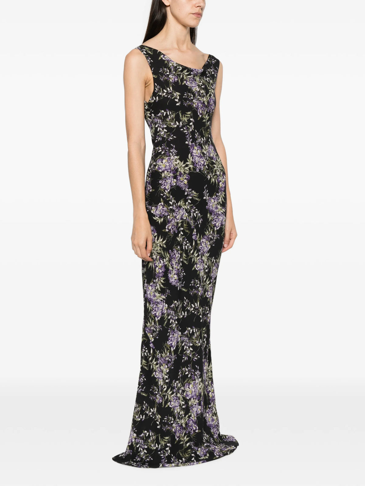 floral-print cowl-neck dress