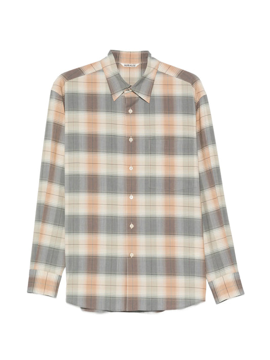 check-print wool shirt