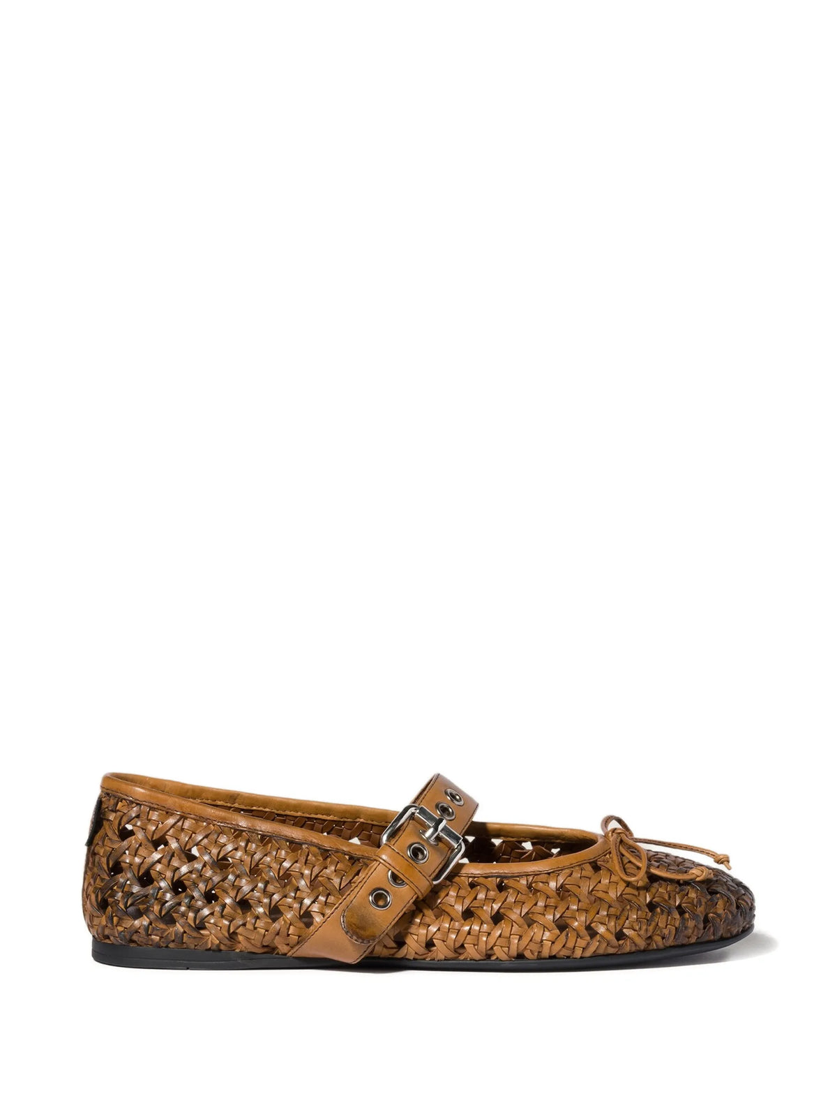 woven buckle-strap ballet flats