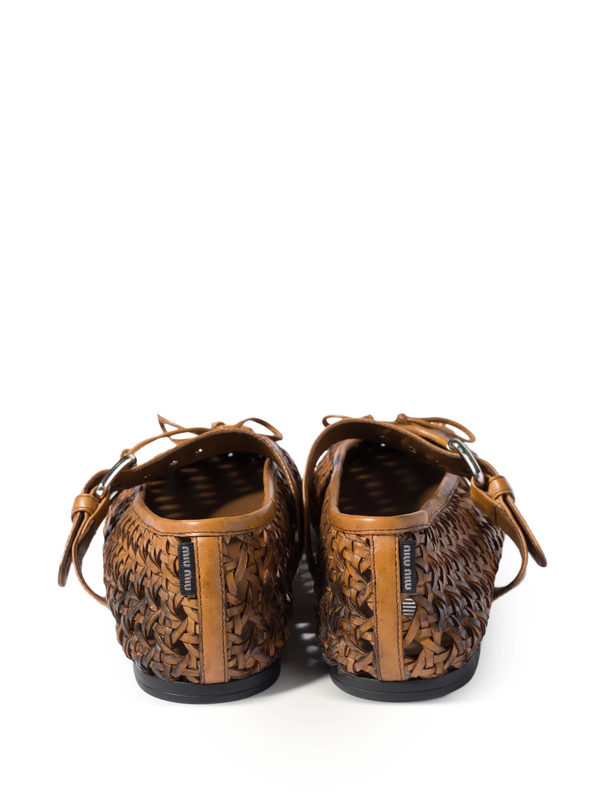 woven buckle-strap ballet flats