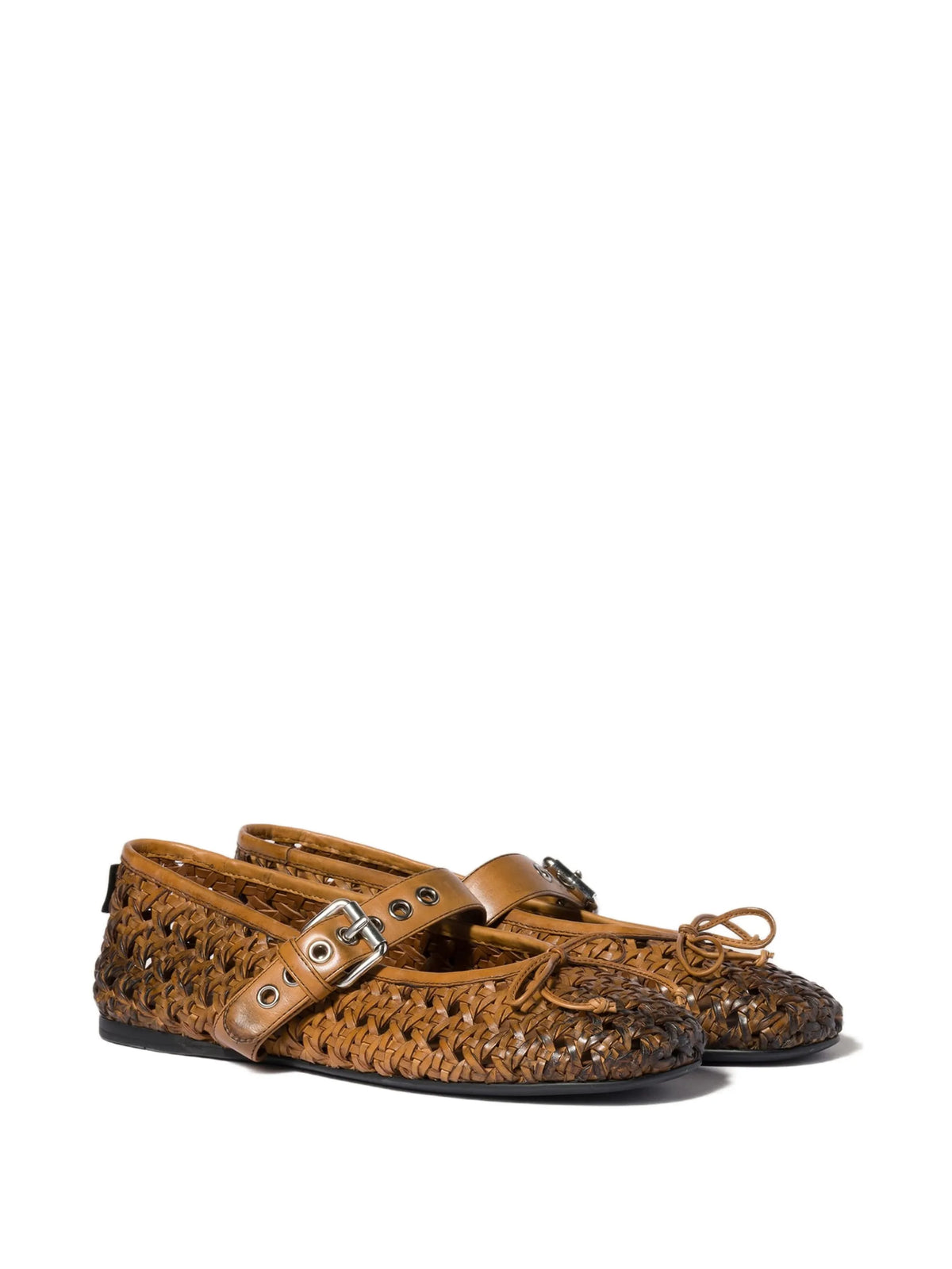 woven buckle-strap ballet flats