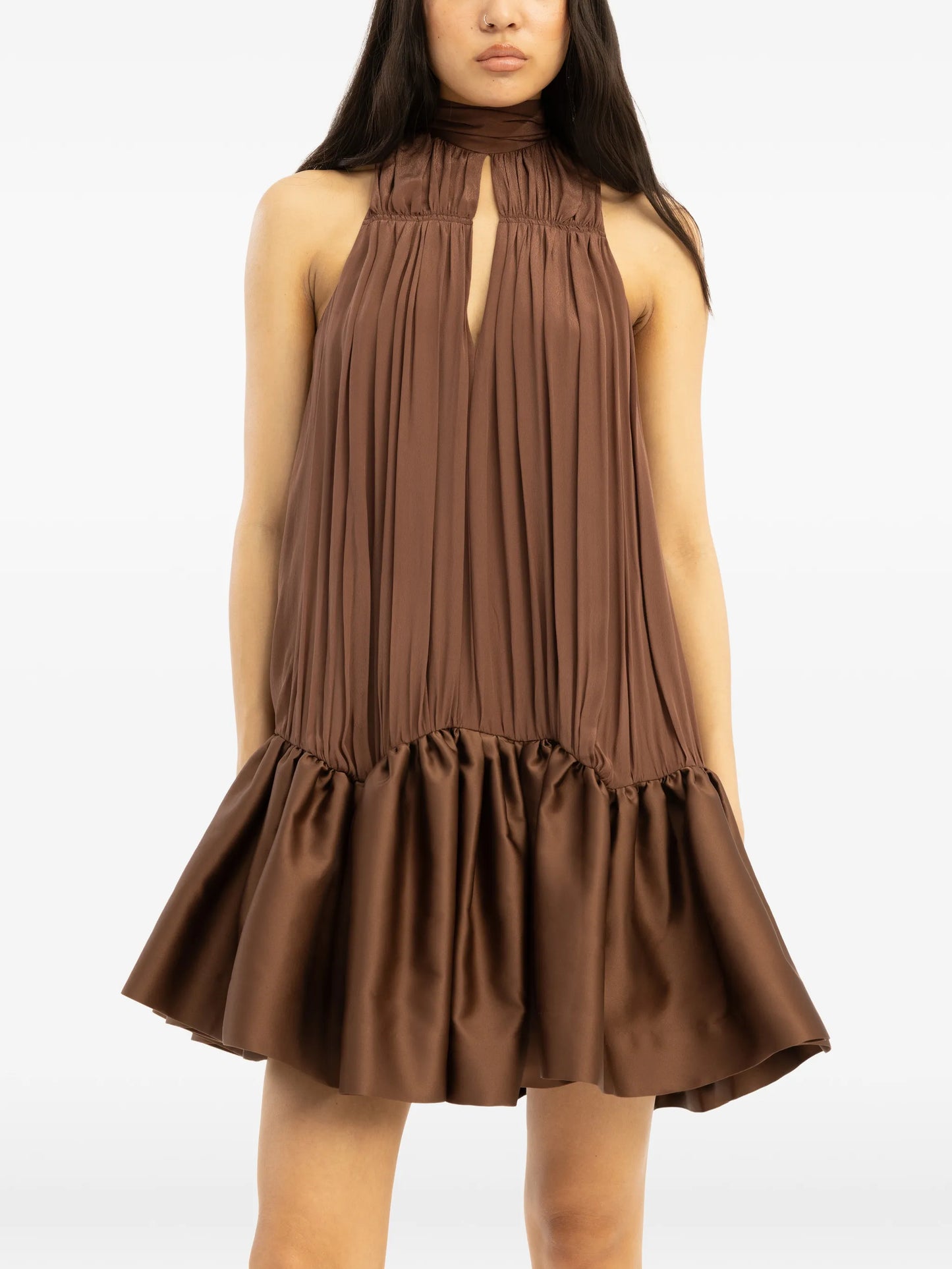 gathered mini dress