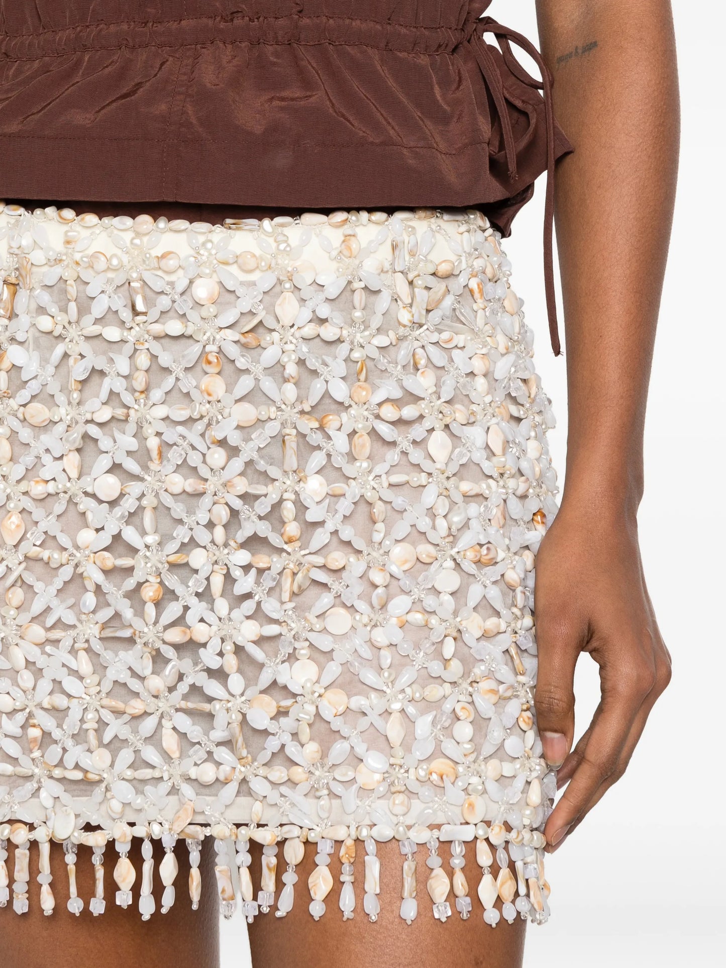 Idalia bead-embellished midi skirt