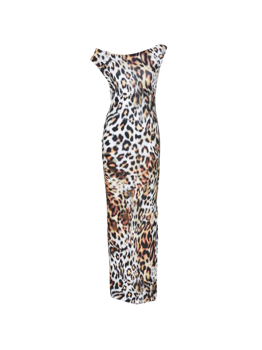 sleeveless animal-print maxi dress