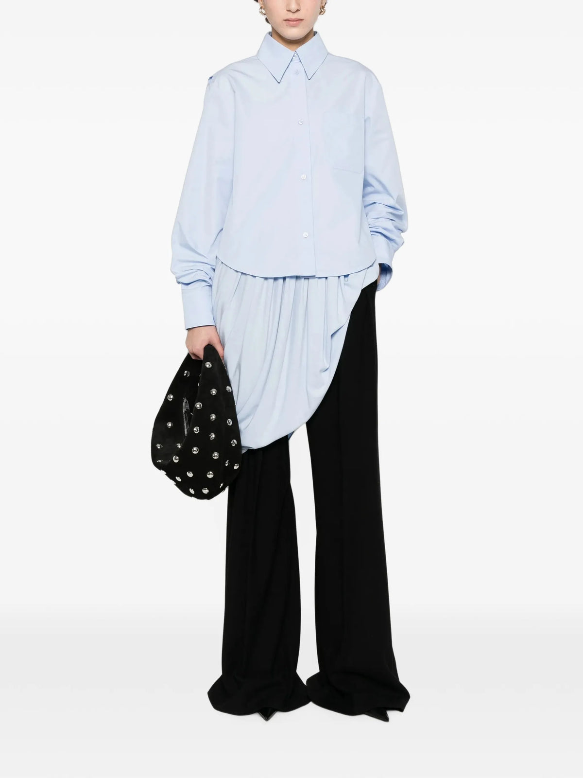 cotton cropped shirt with pleated back