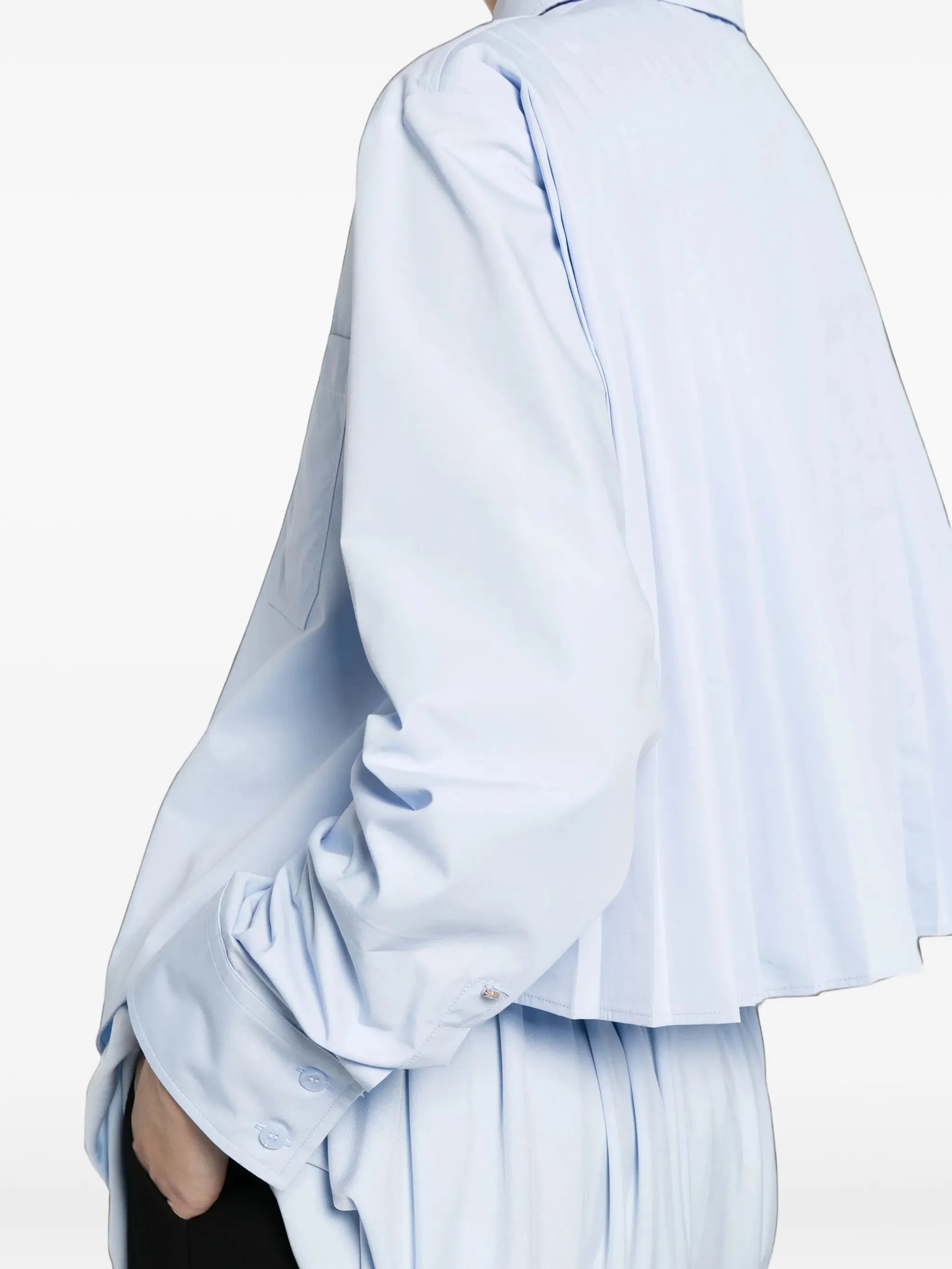 cotton cropped shirt with pleated back