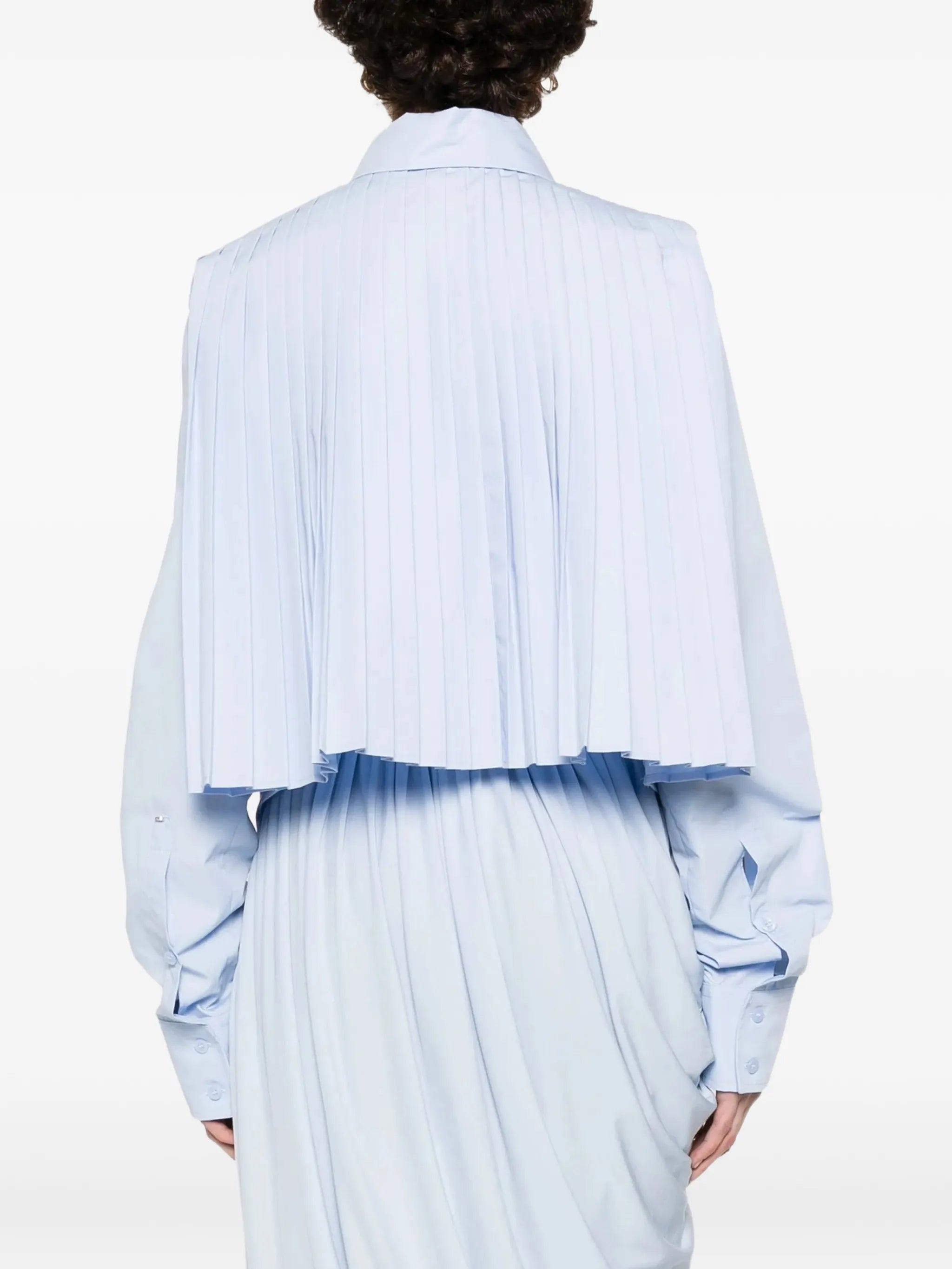 cotton cropped shirt with pleated back