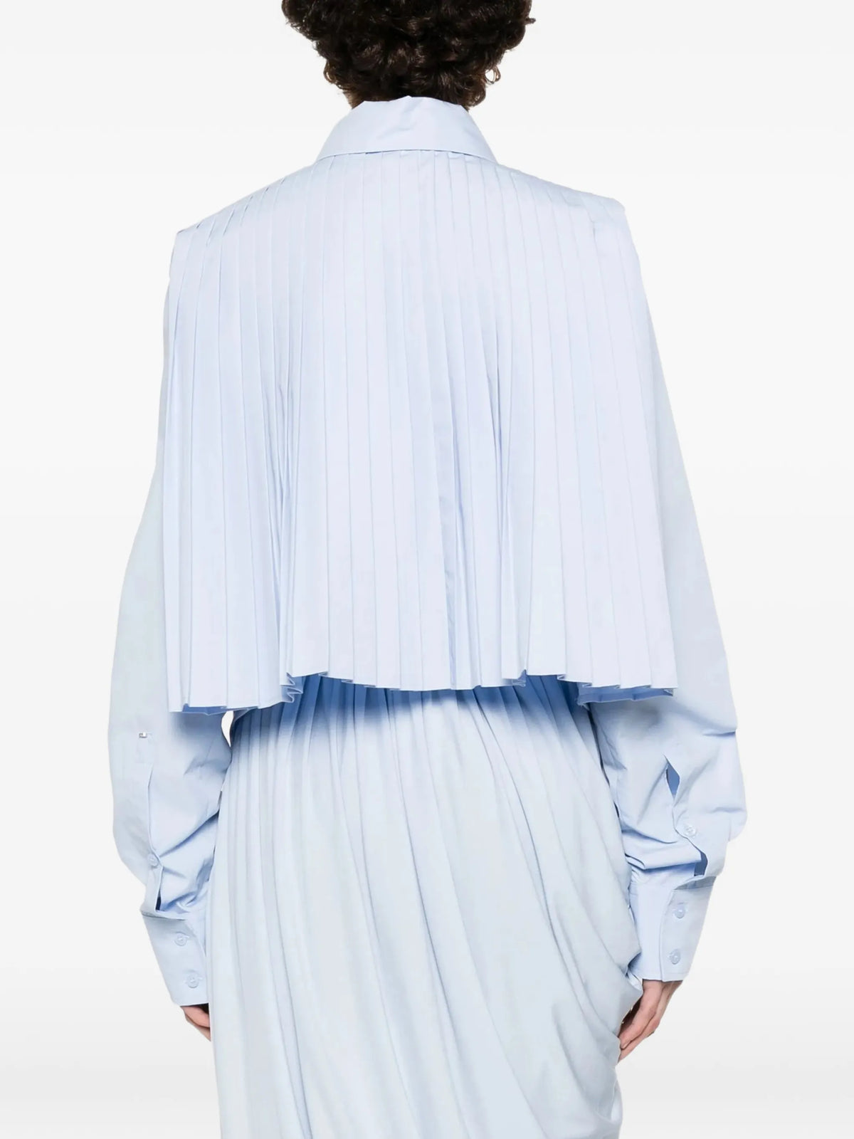 cotton cropped shirt with pleated back