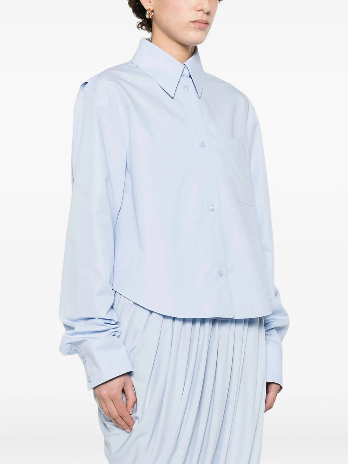 cotton cropped shirt with pleated back