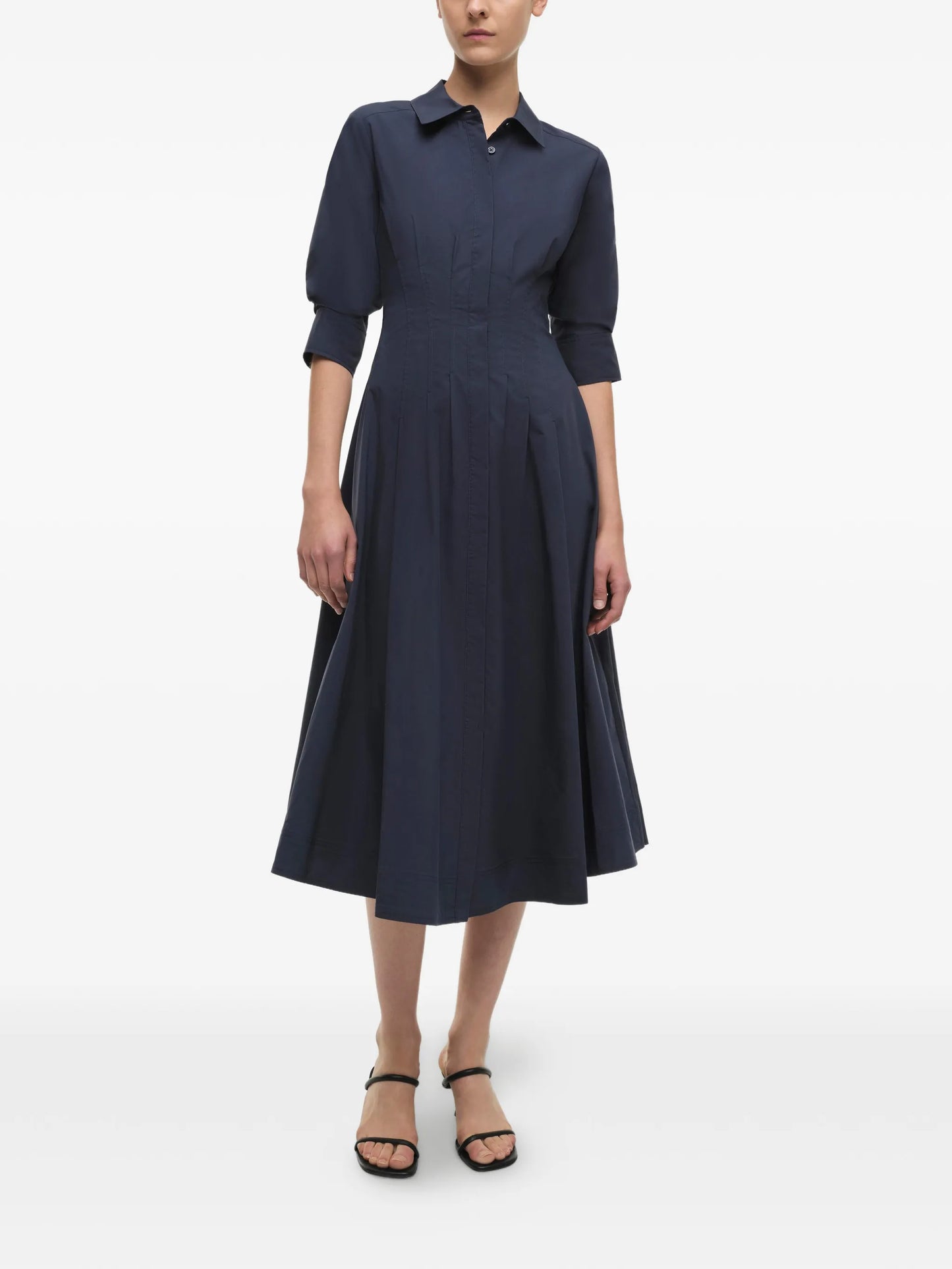 Jazz pintucked cuffed midi dress