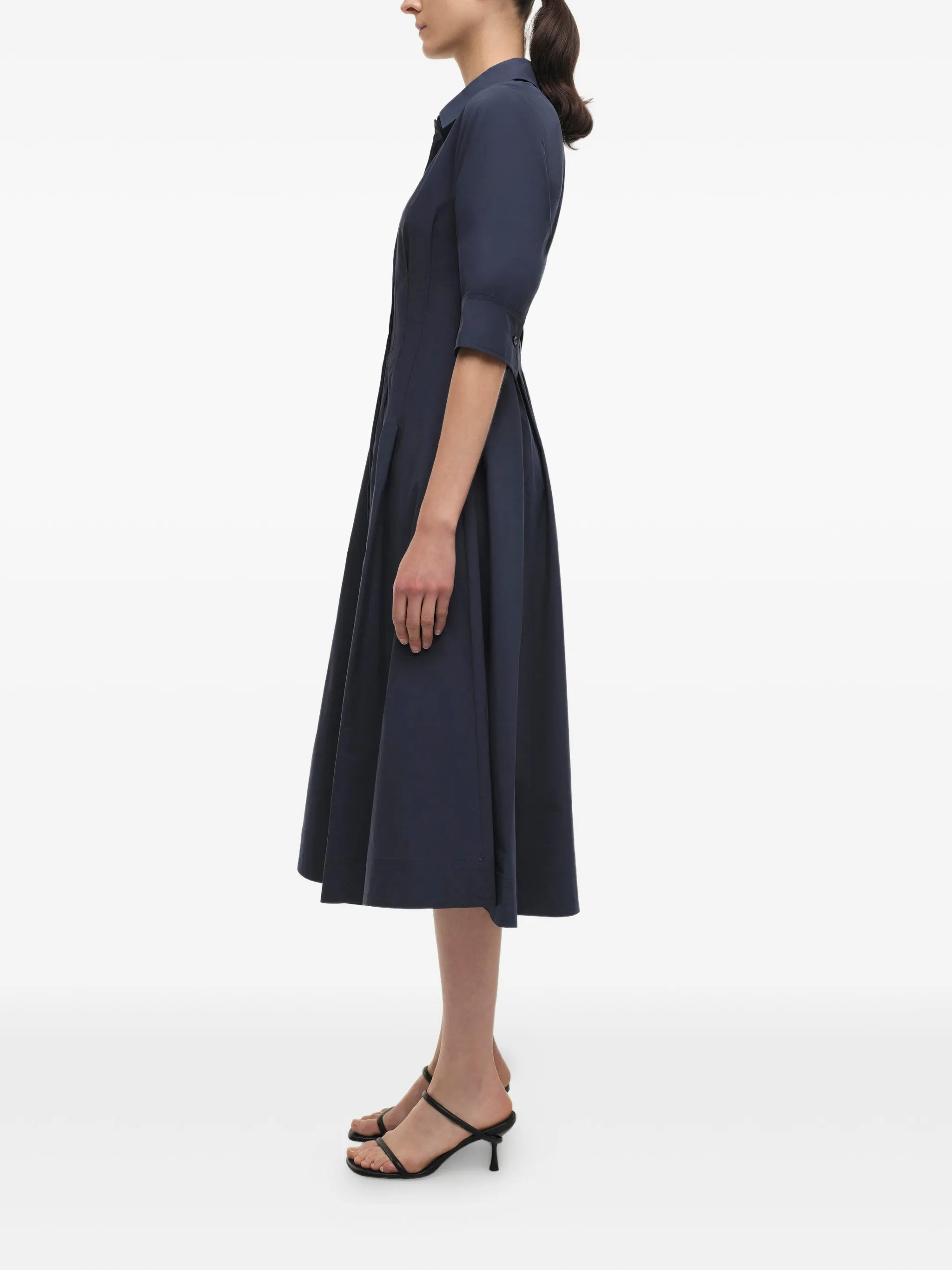 Jazz pintucked cuffed midi dress