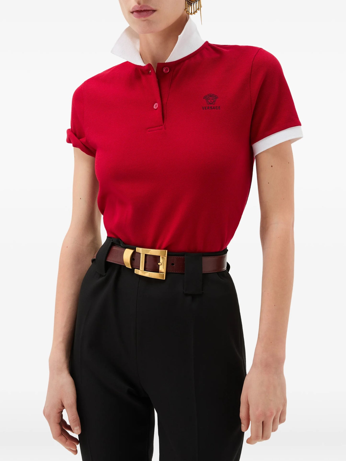 contrast-trim polo shirt
