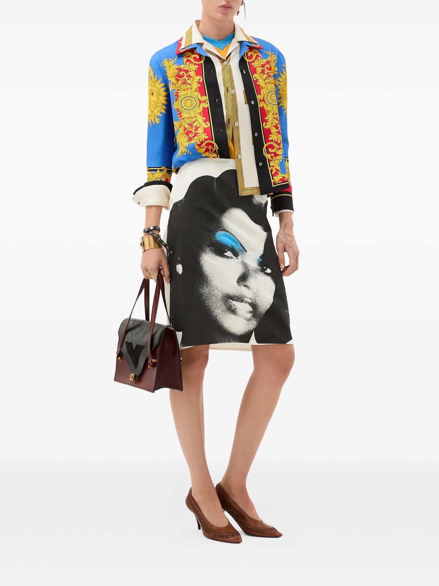 printed silk twill shirt