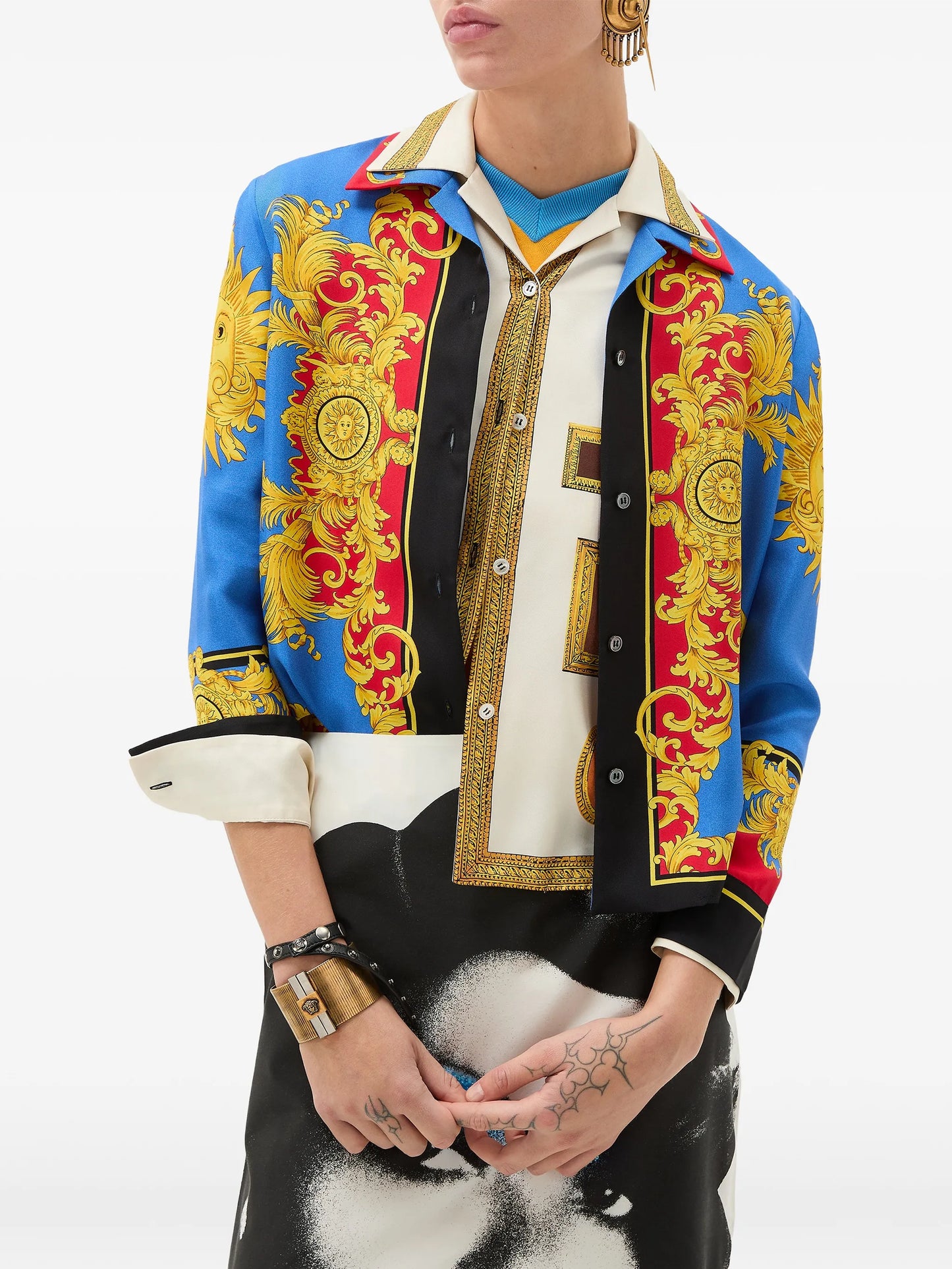 printed silk twill shirt