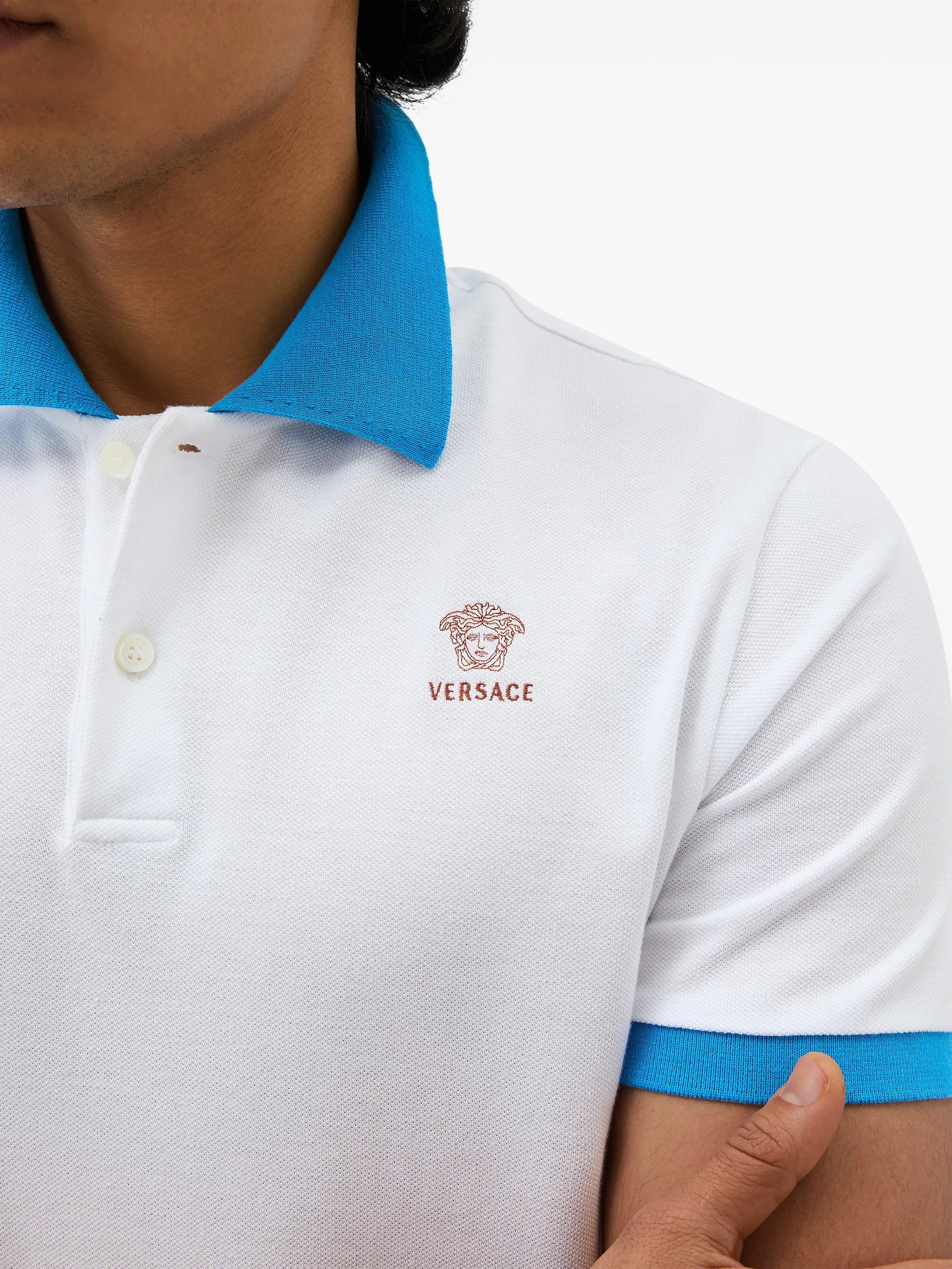 embroidered cotton piqué polo