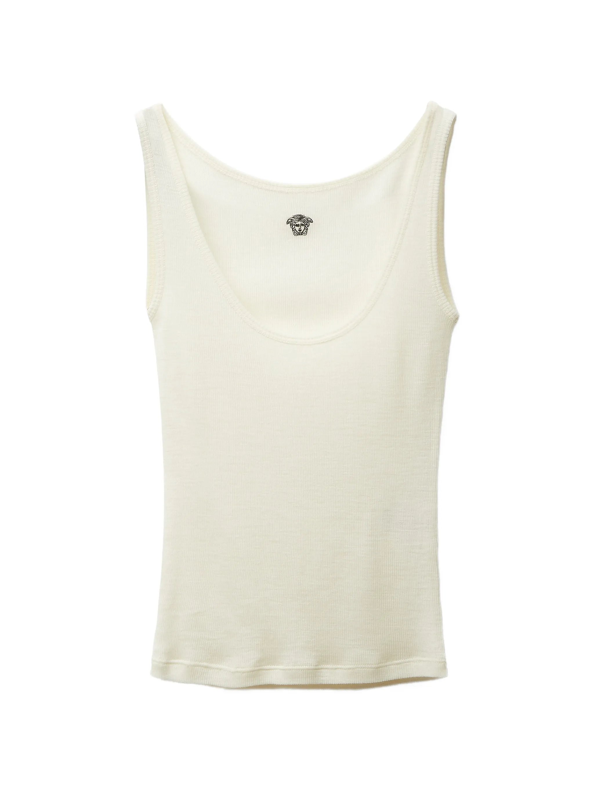embroidered ribbed wool tank top