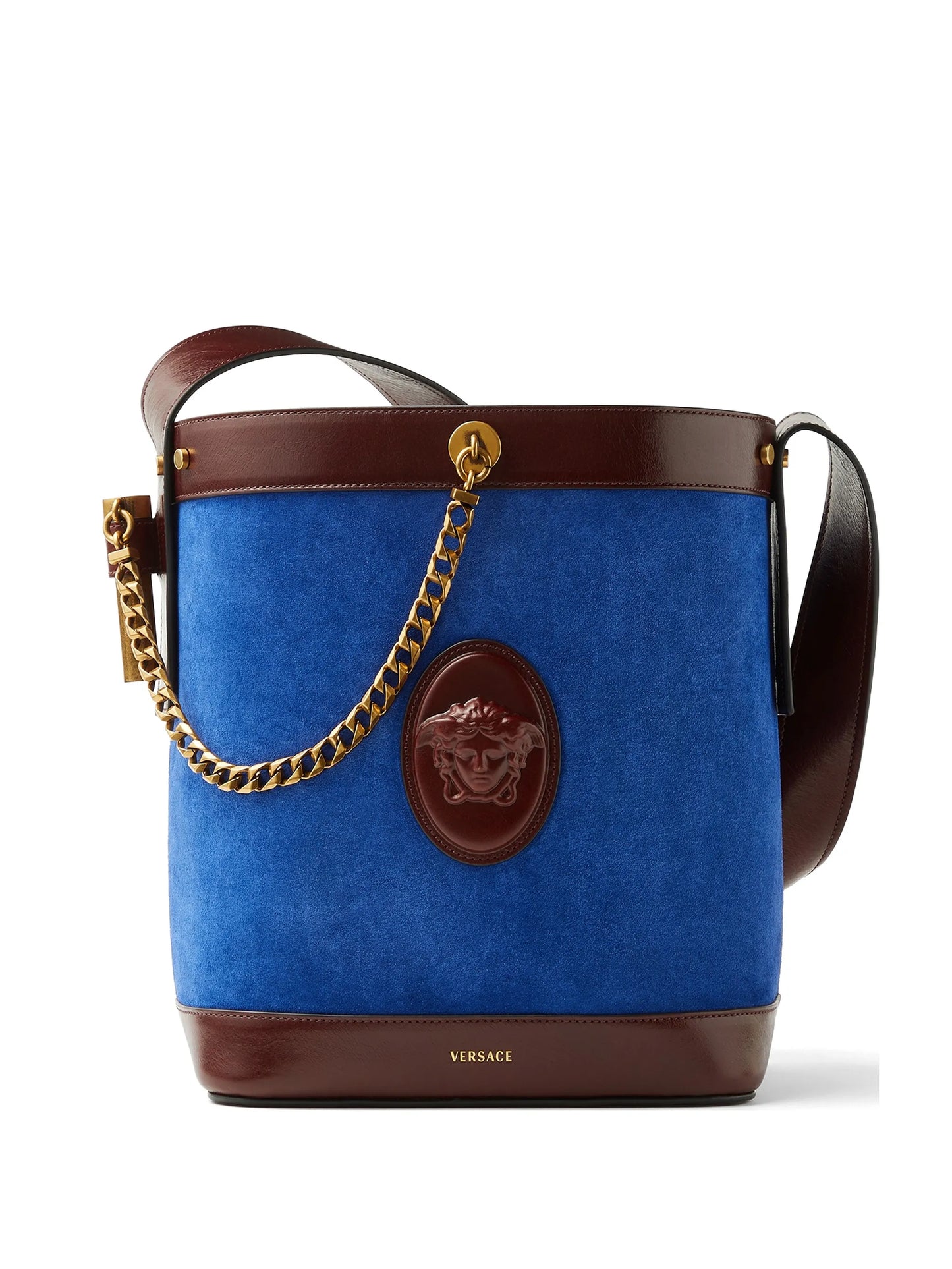 Pivot small suede bucket bag