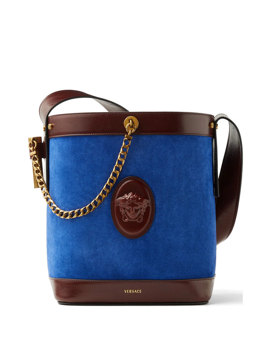 Pivot small suede bucket bag