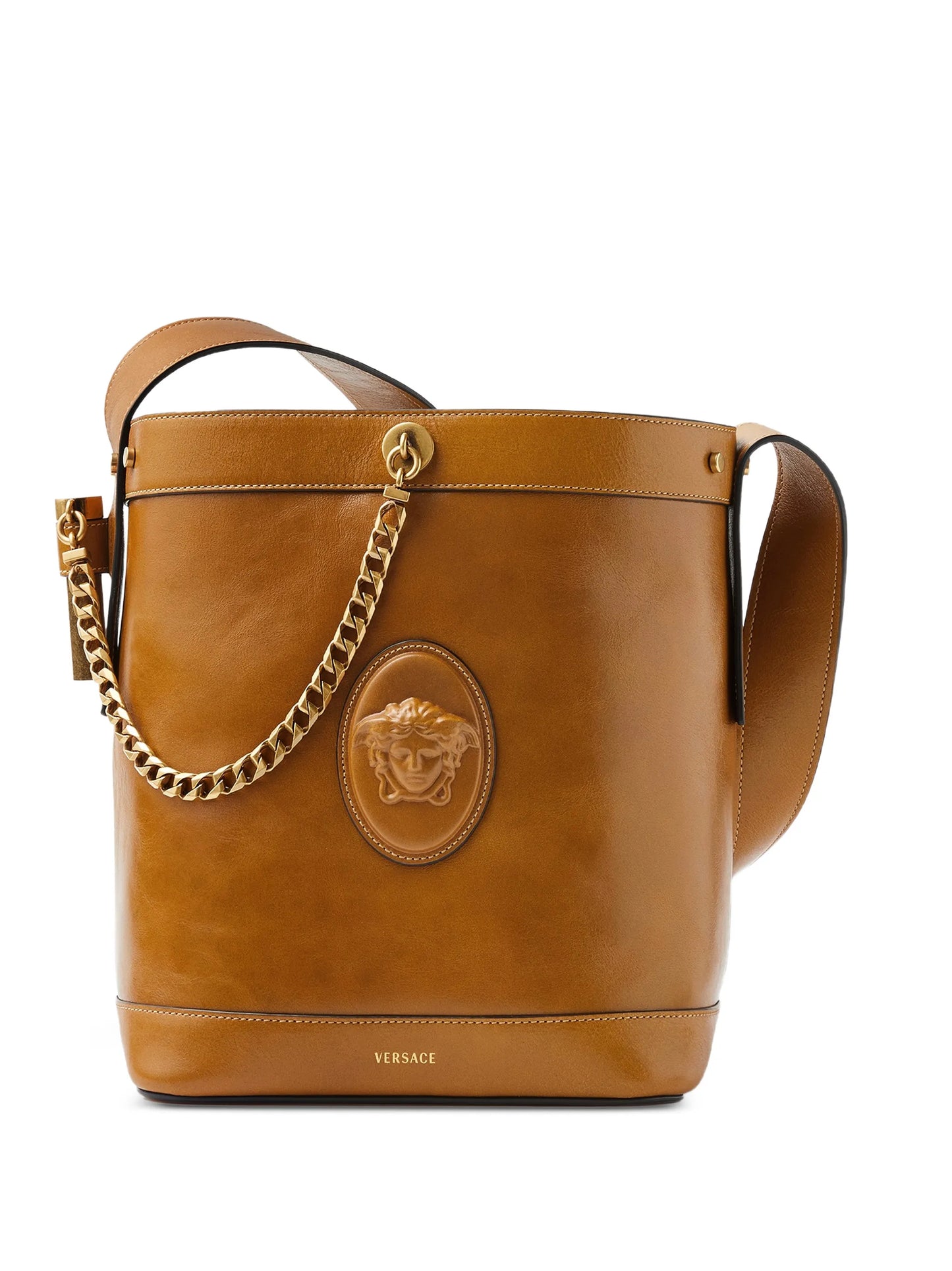 Pivot small leather bucket bag