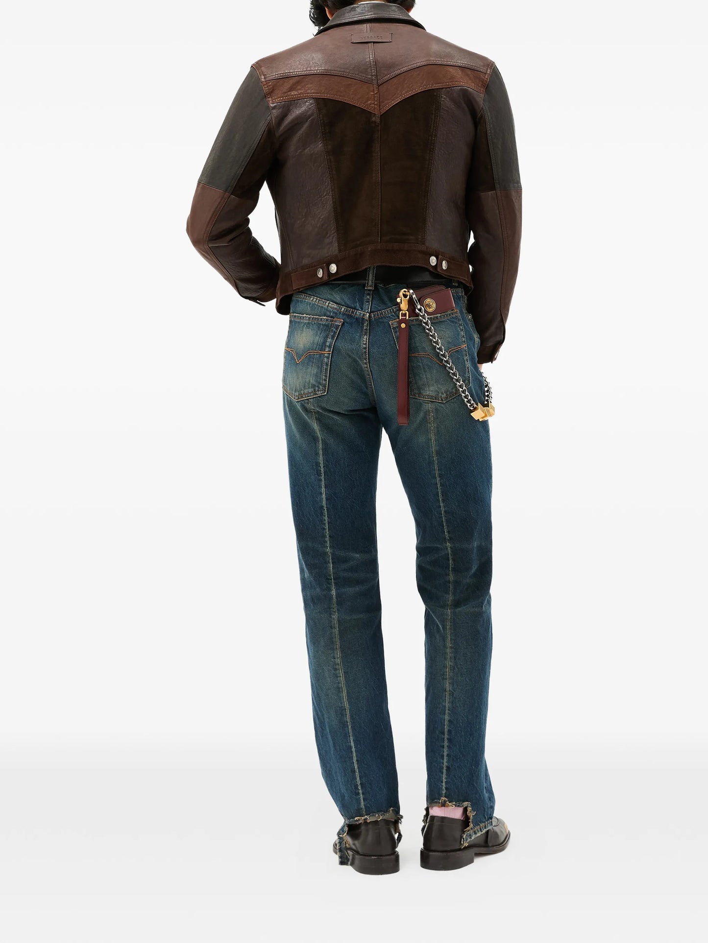 distressed straight jeans