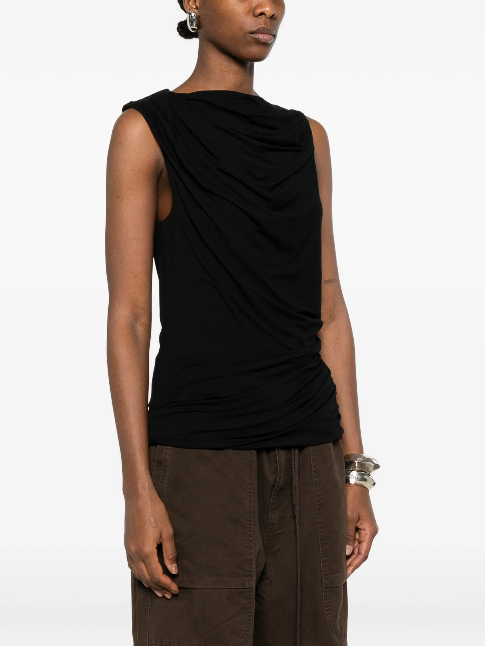 sleeveless draped top