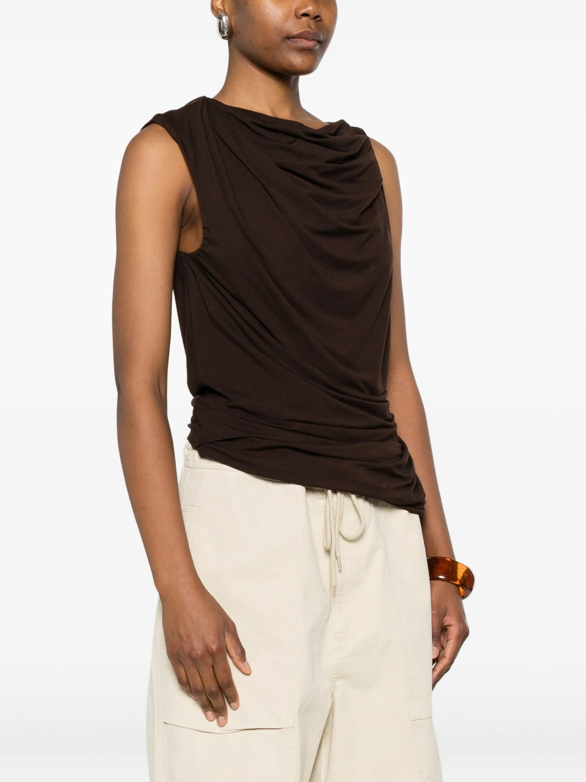 draped sleeveless top