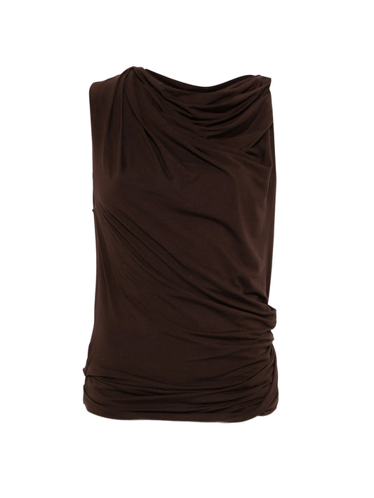 draped sleeveless top