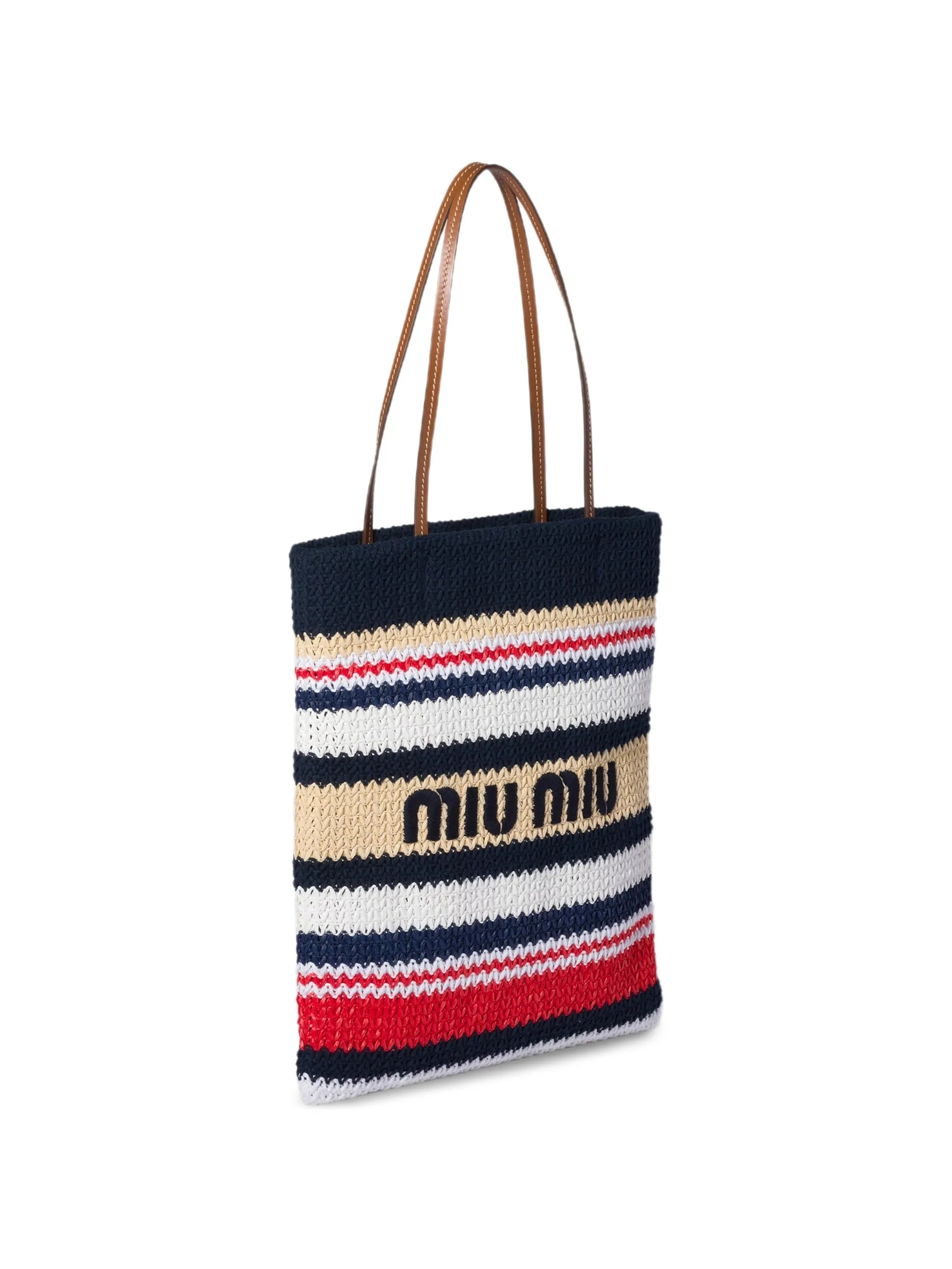 raffia-effect woven tote bag