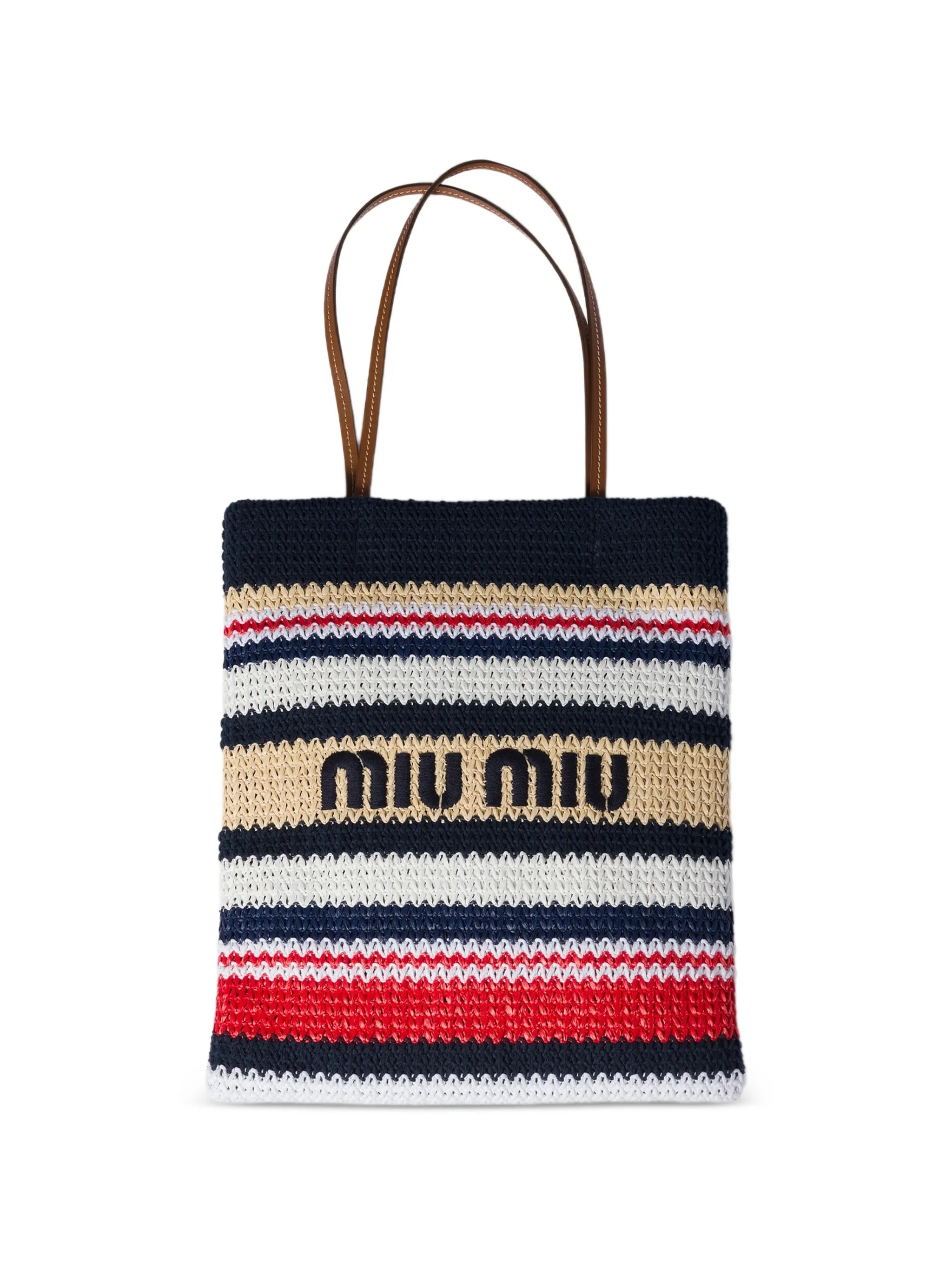 raffia-effect woven tote bag