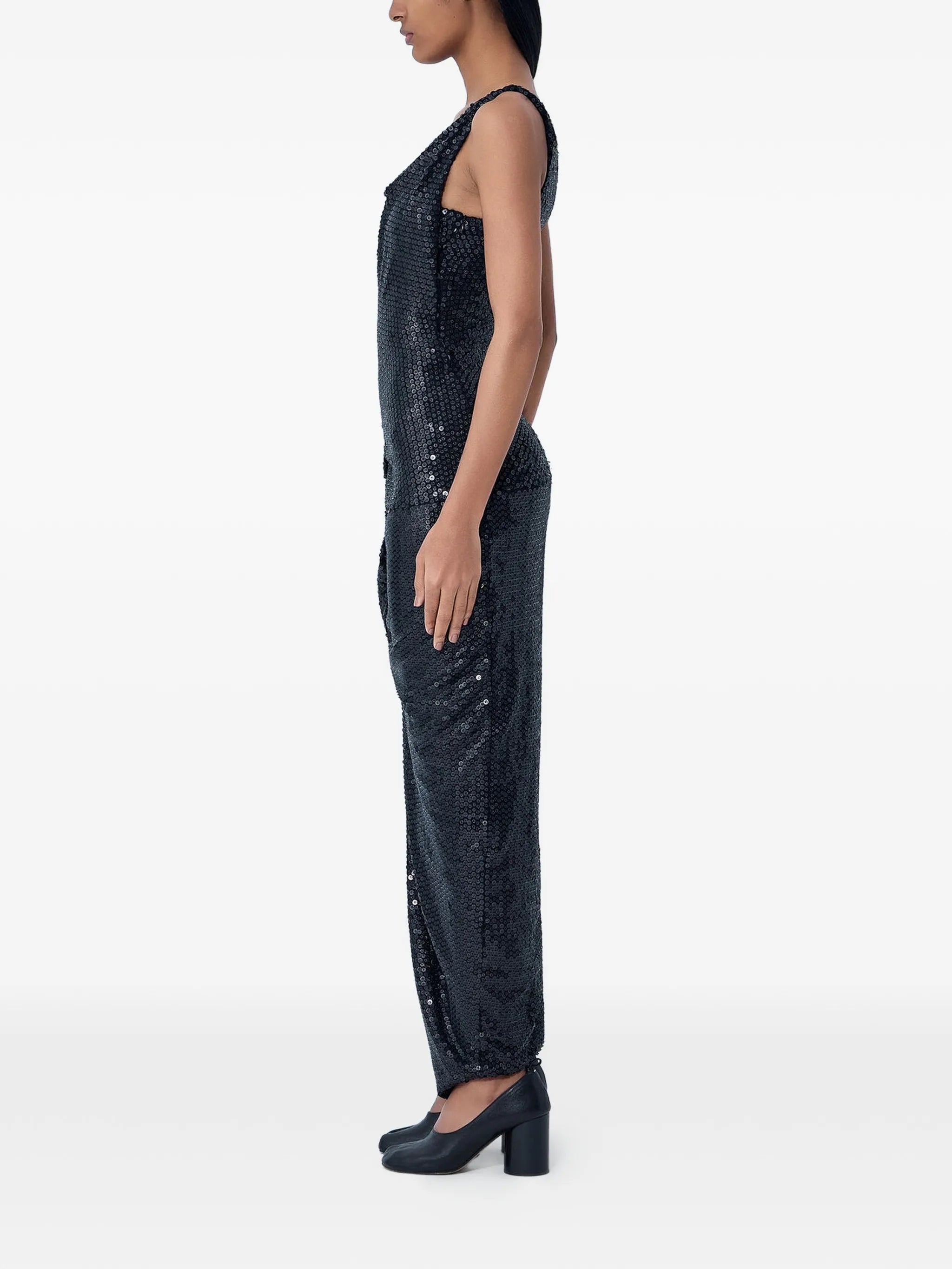 sequined cowl-neck dress
