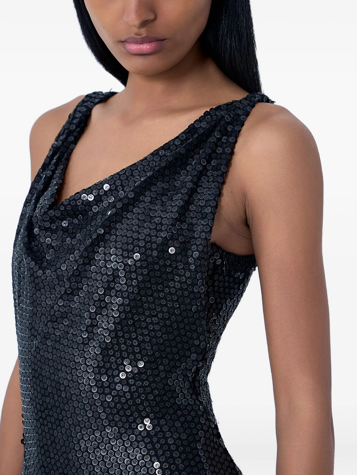sequined cowl-neck dress