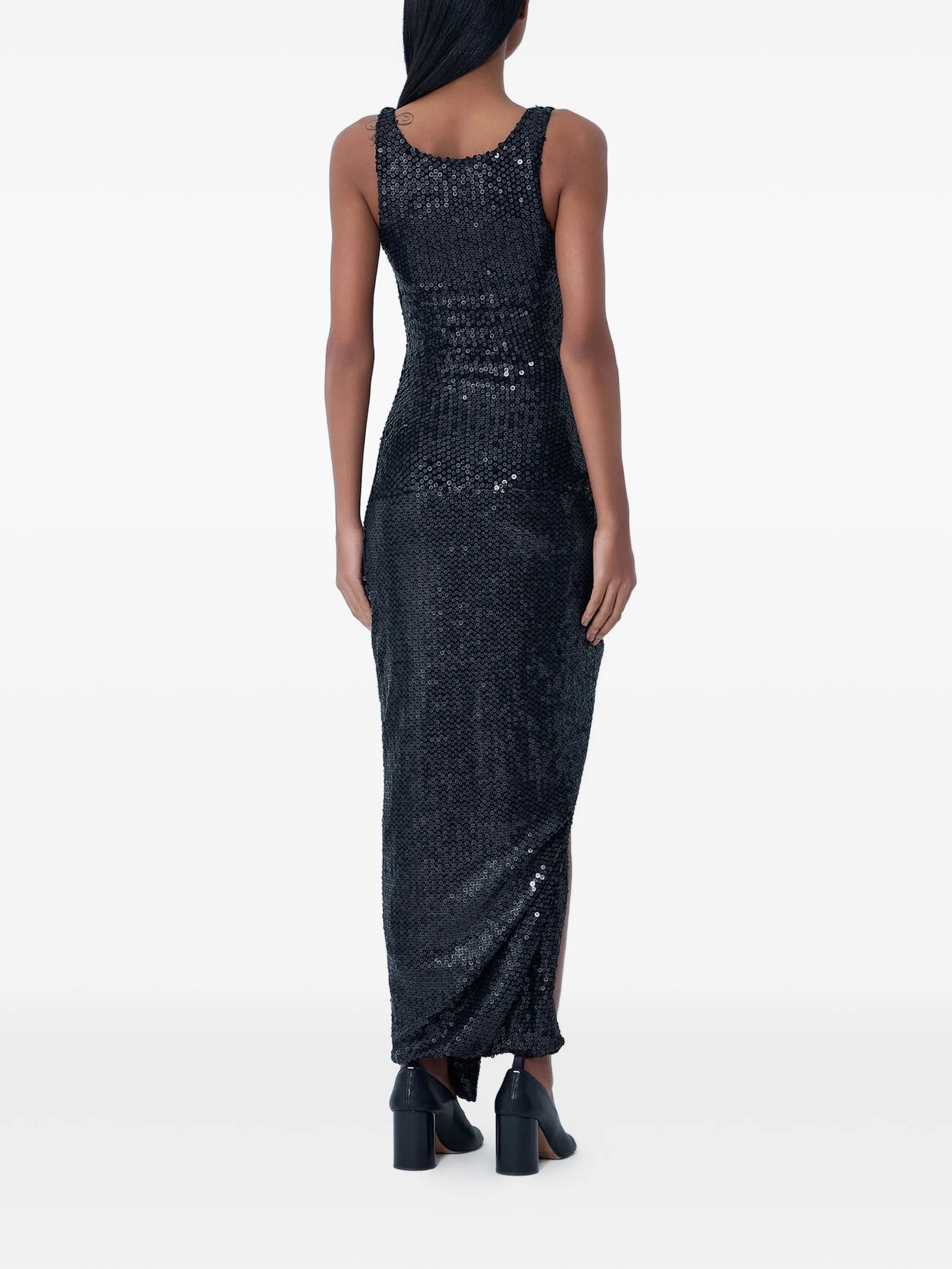 sequined cowl-neck dress