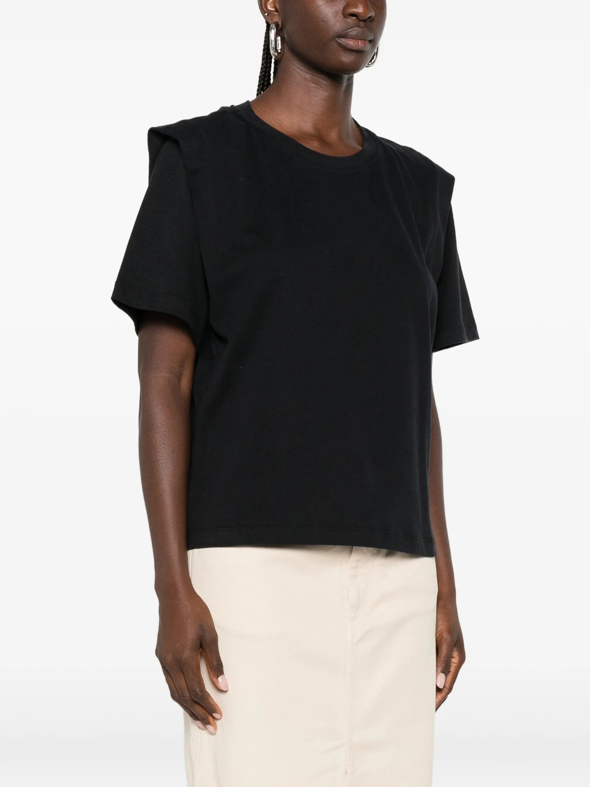 Zelitos plain-colored cotton T-shirt with shoulder pads