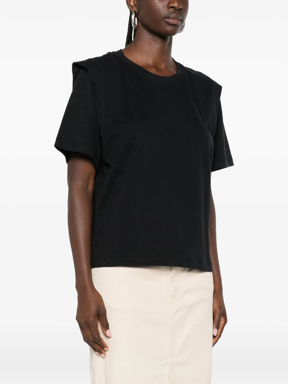 Zelitos plain-colored cotton T-shirt with shoulder pads