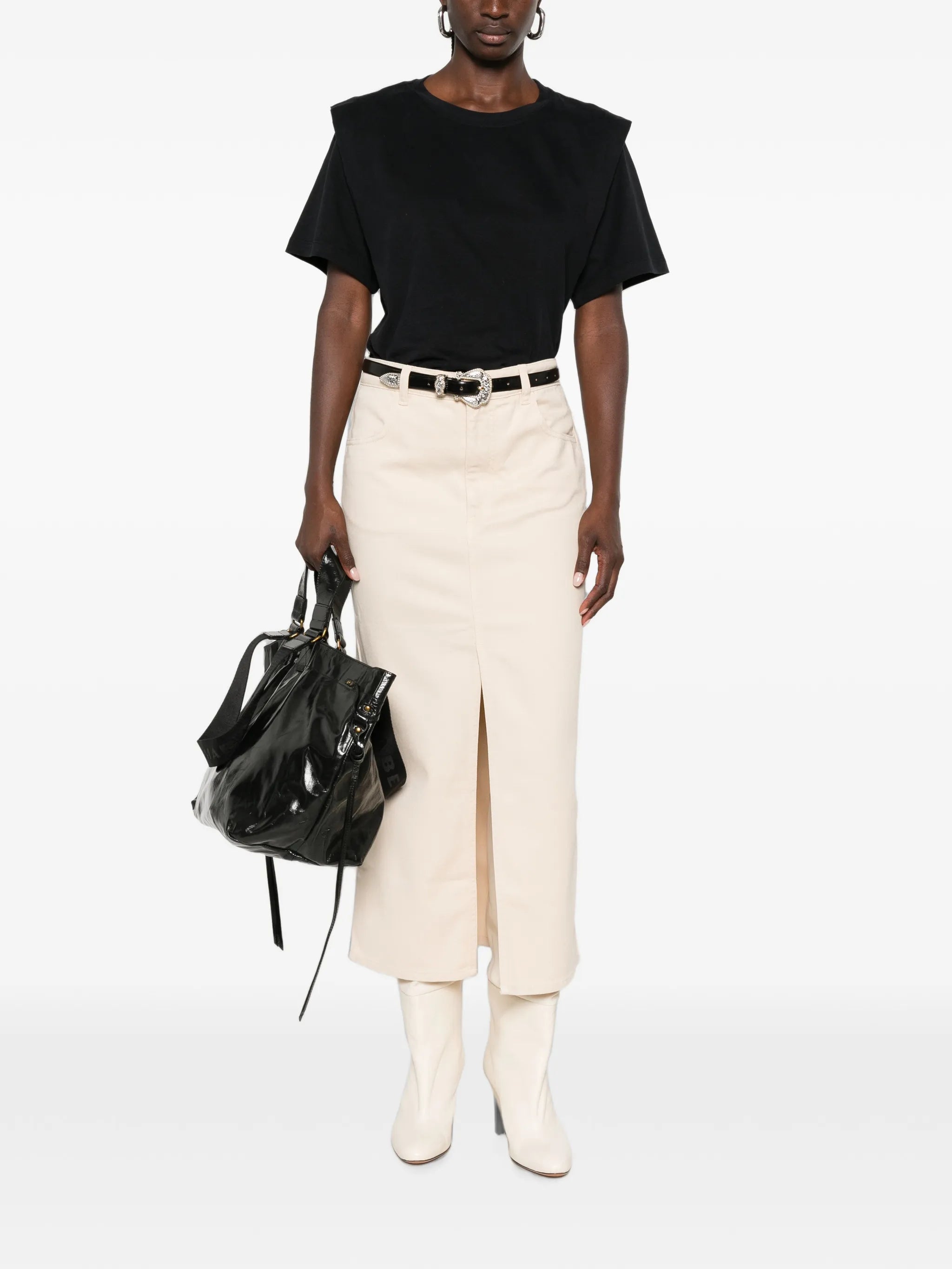 Zelitos plain-colored cotton T-shirt with shoulder pads