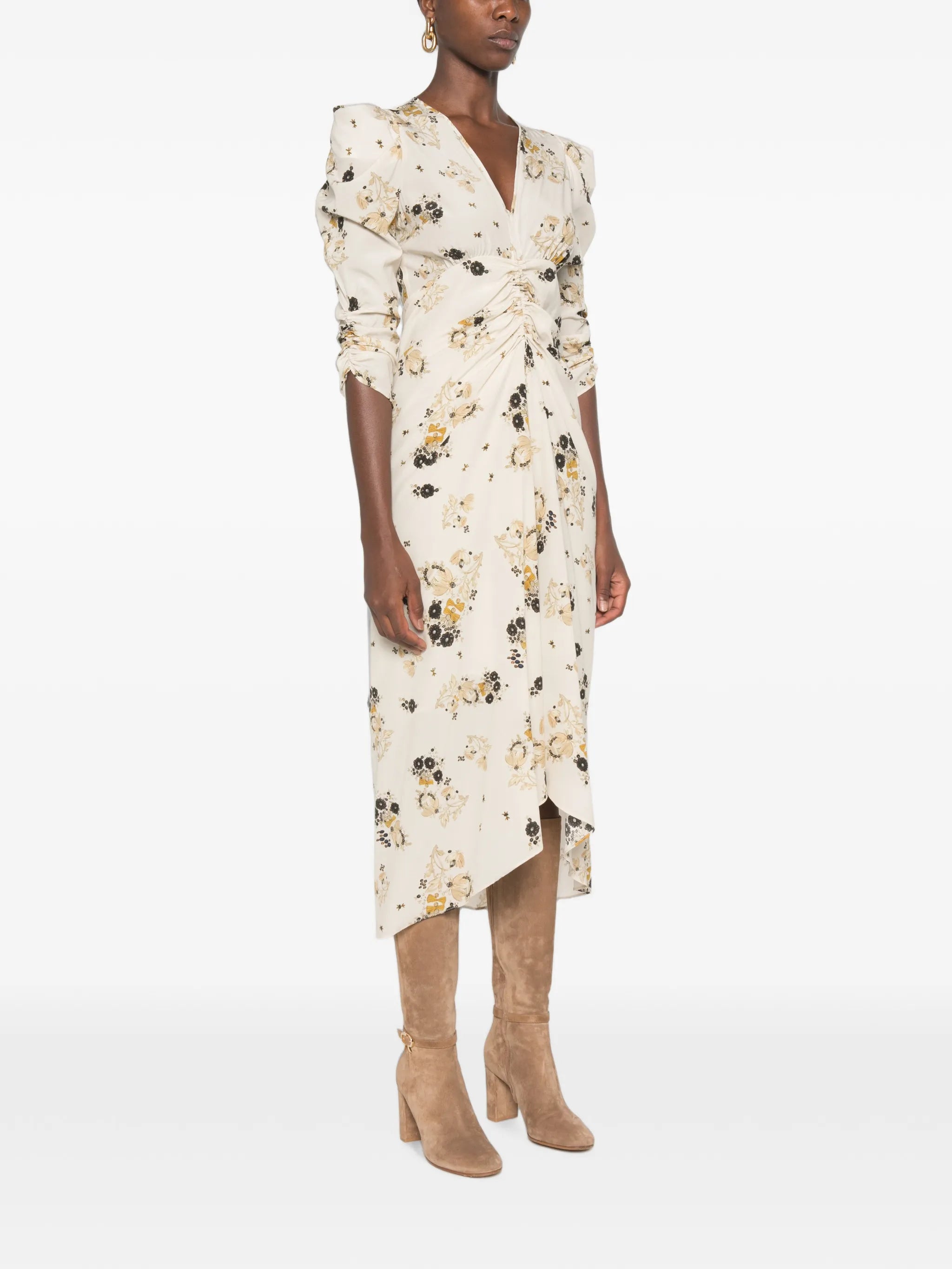 Albini floral-print ruched midi dress