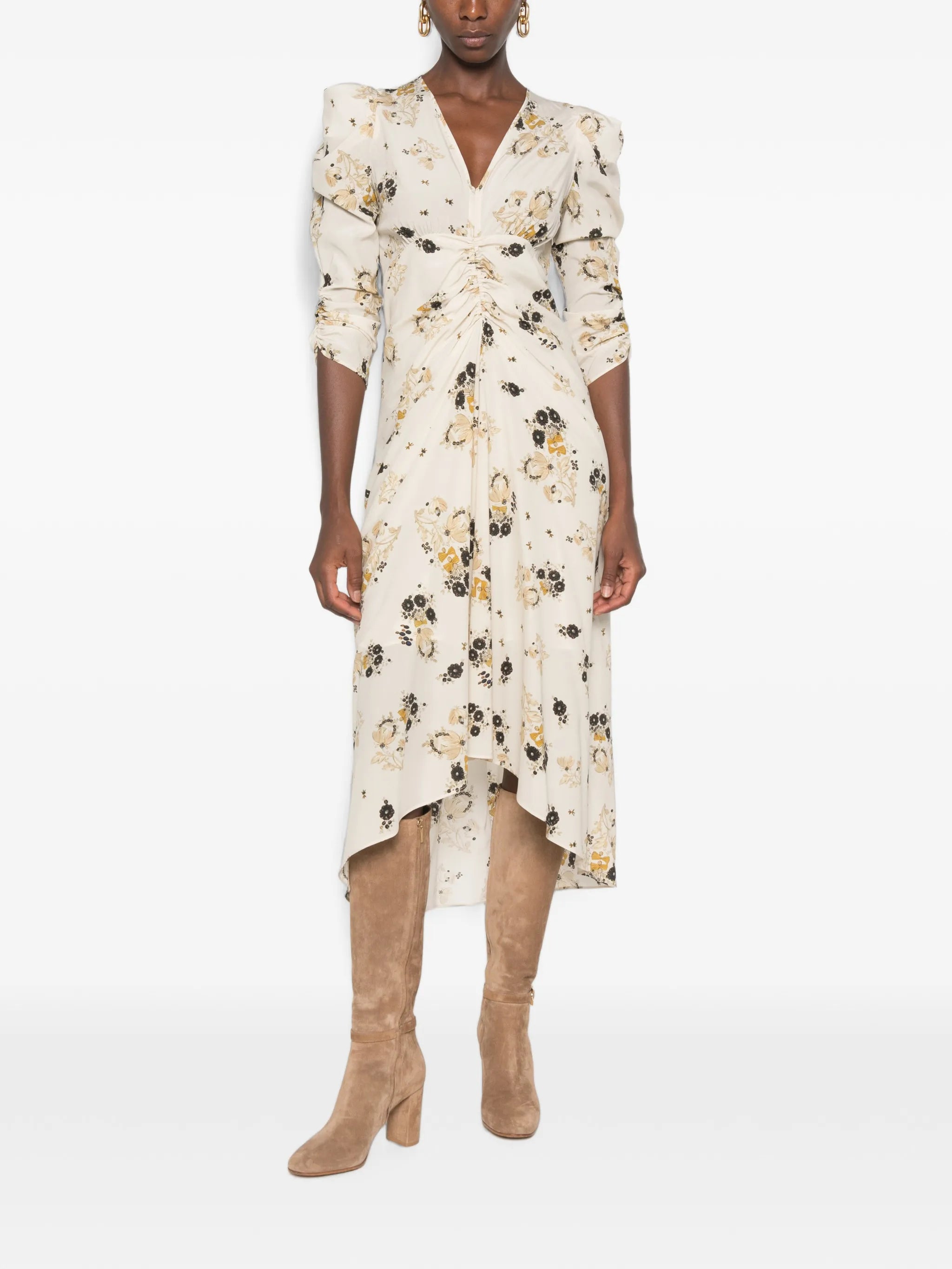 Albini floral-print ruched midi dress