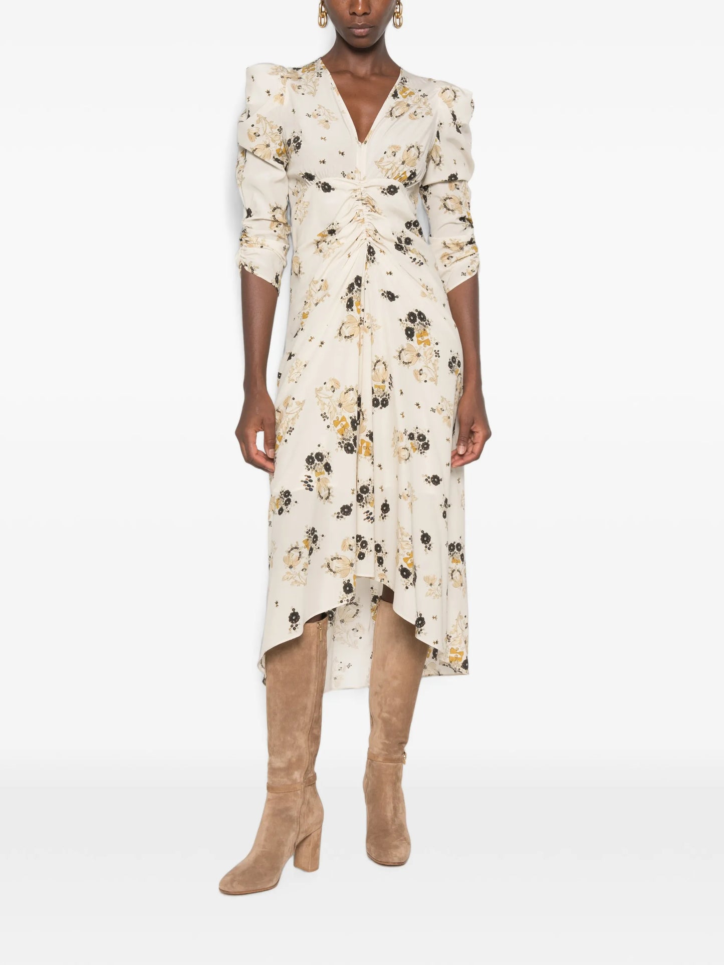 Albini floral-print ruched midi dress