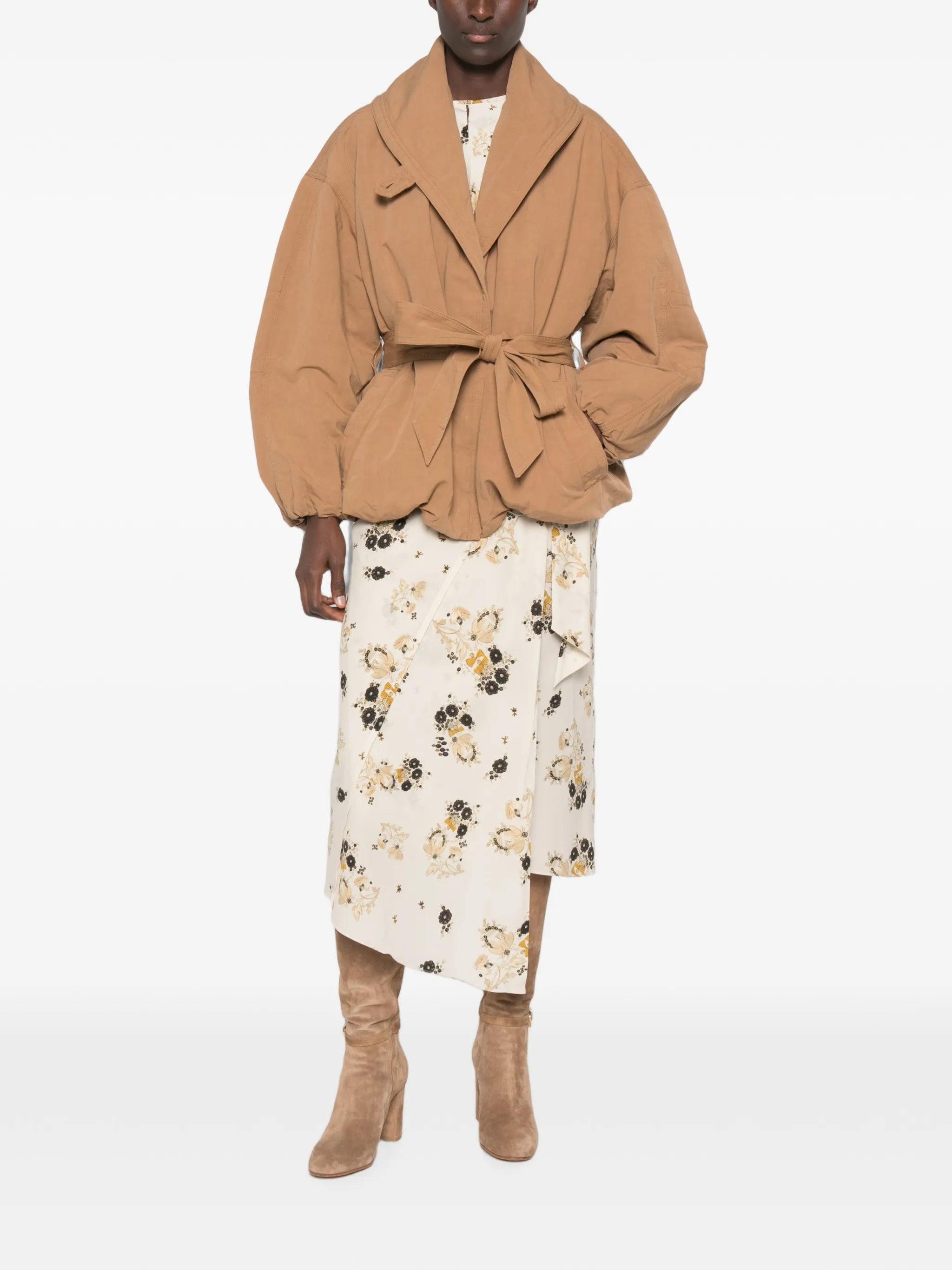 Volinda belted cotton-linen gabardine coat