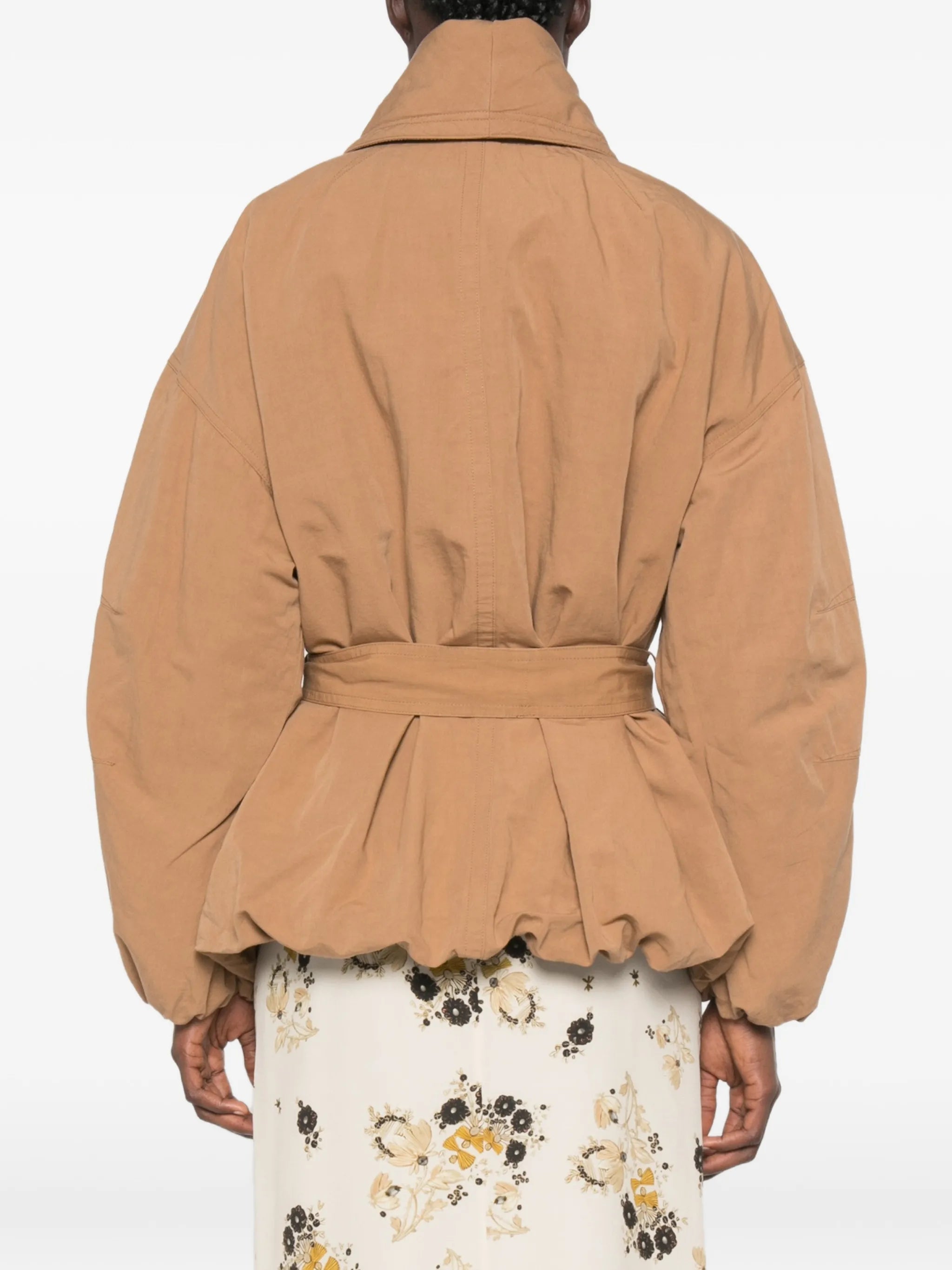 Volinda belted cotton-linen gabardine coat