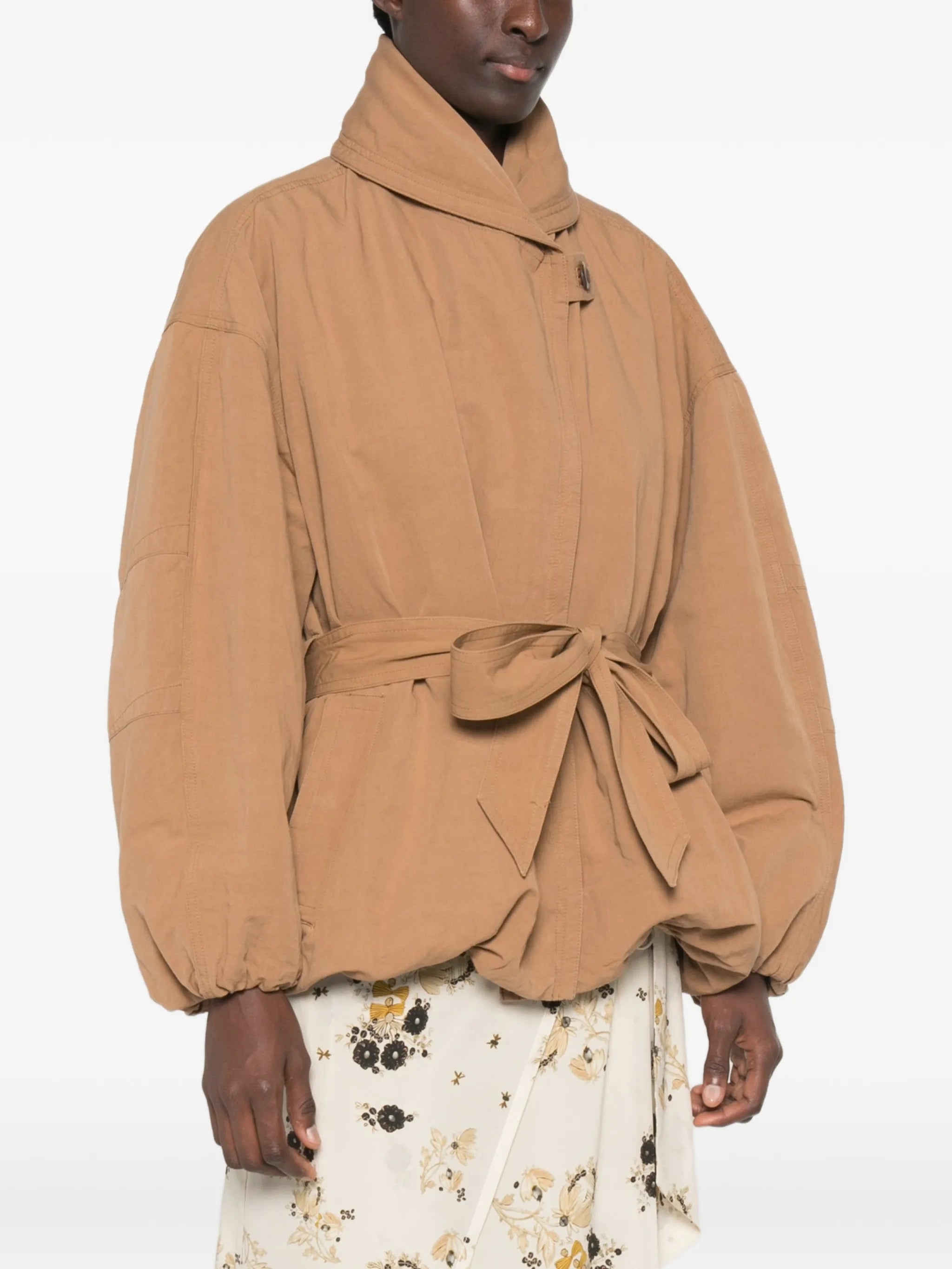 Volinda belted cotton-linen gabardine coat