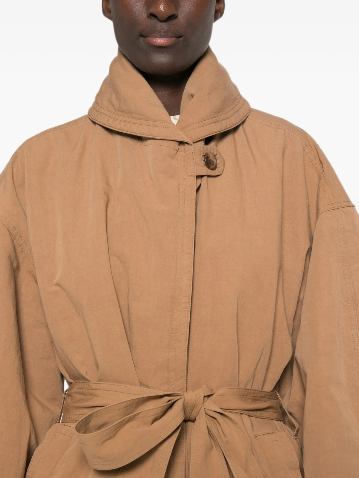 Volinda belted cotton-linen gabardine coat