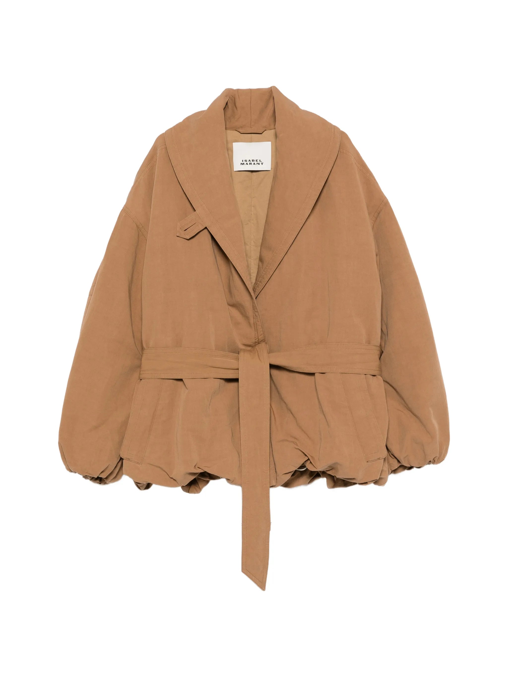 Volinda belted cotton-linen gabardine coat