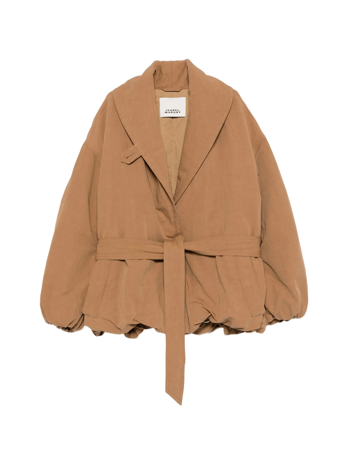 Volinda belted cotton-linen gabardine coat