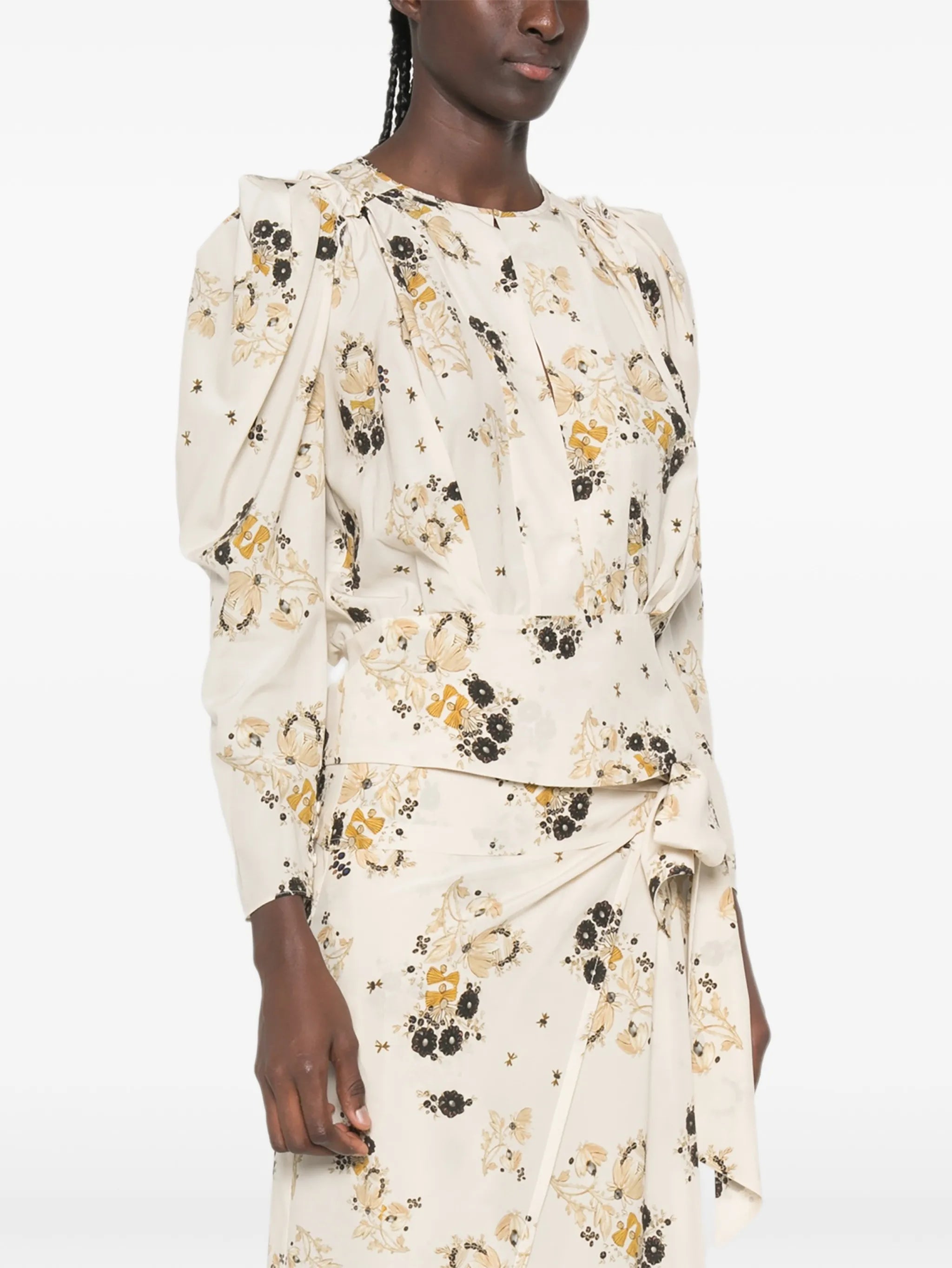 Zarga floral-print puffed-sleeve blouse