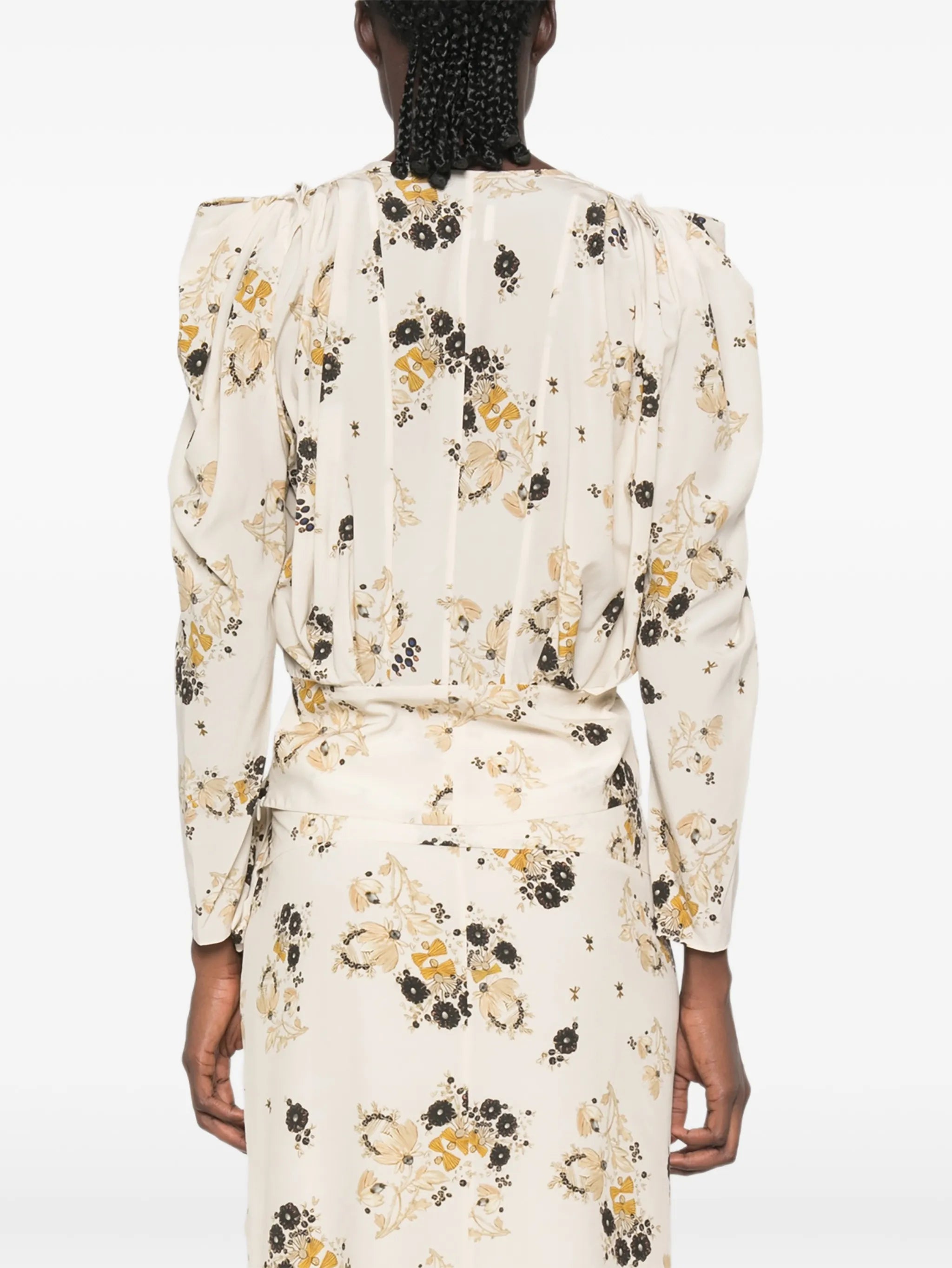Zarga floral-print puffed-sleeve blouse