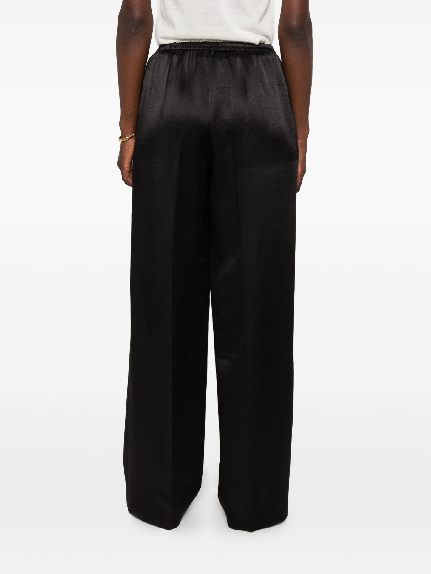 wide-leg silk trousers