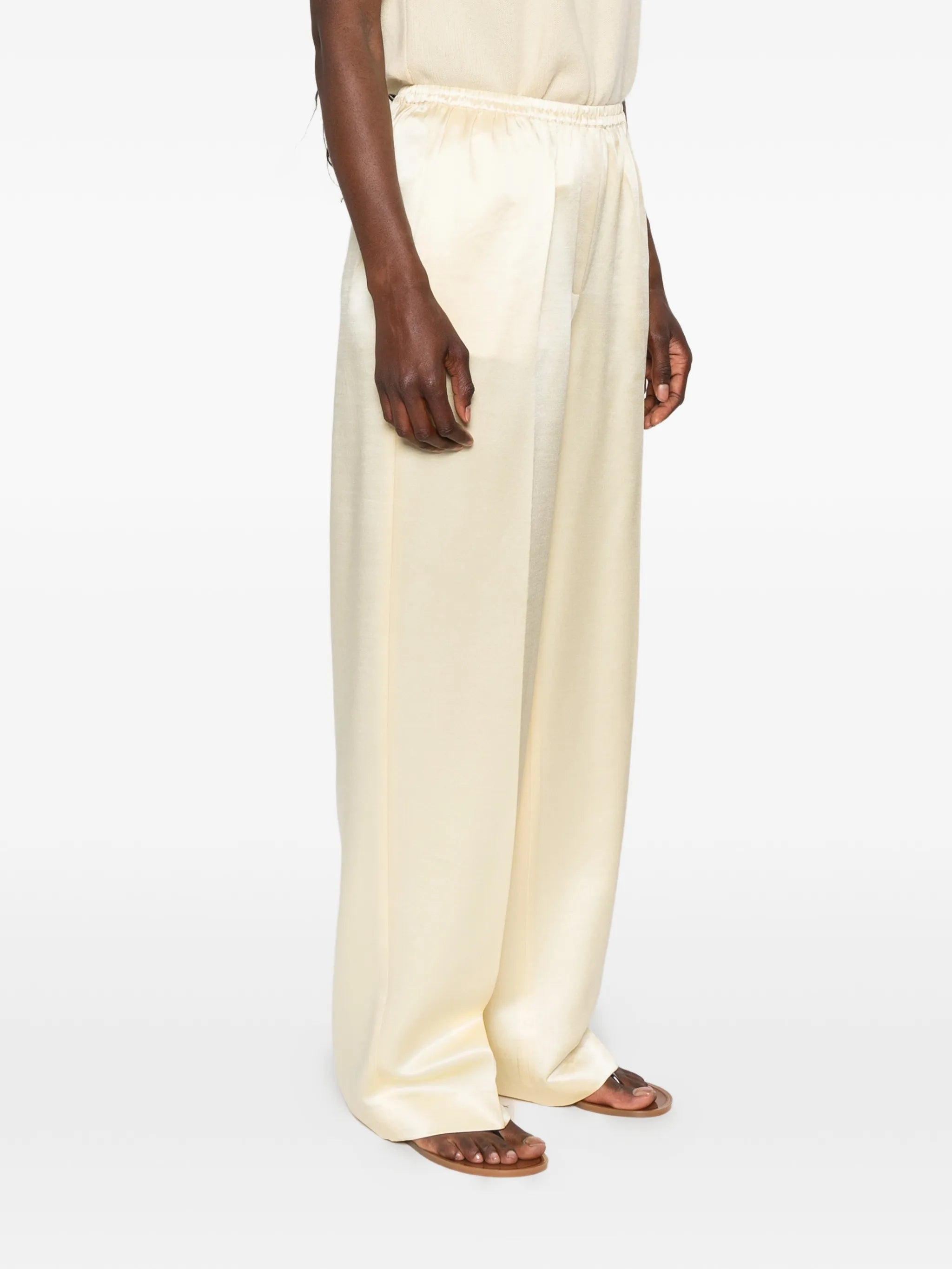 wide-leg silk-blend trousers