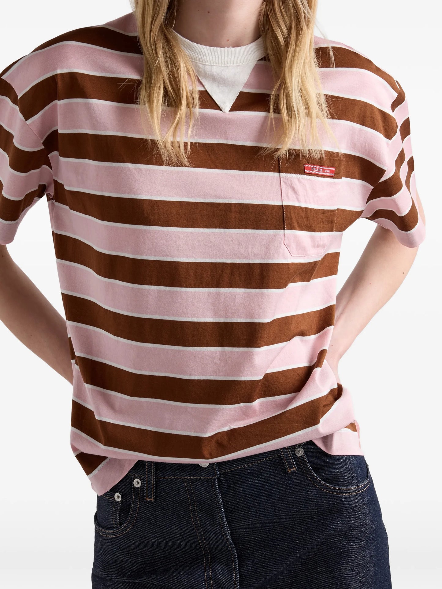 Bayadere striped lisle cotton T-shirt